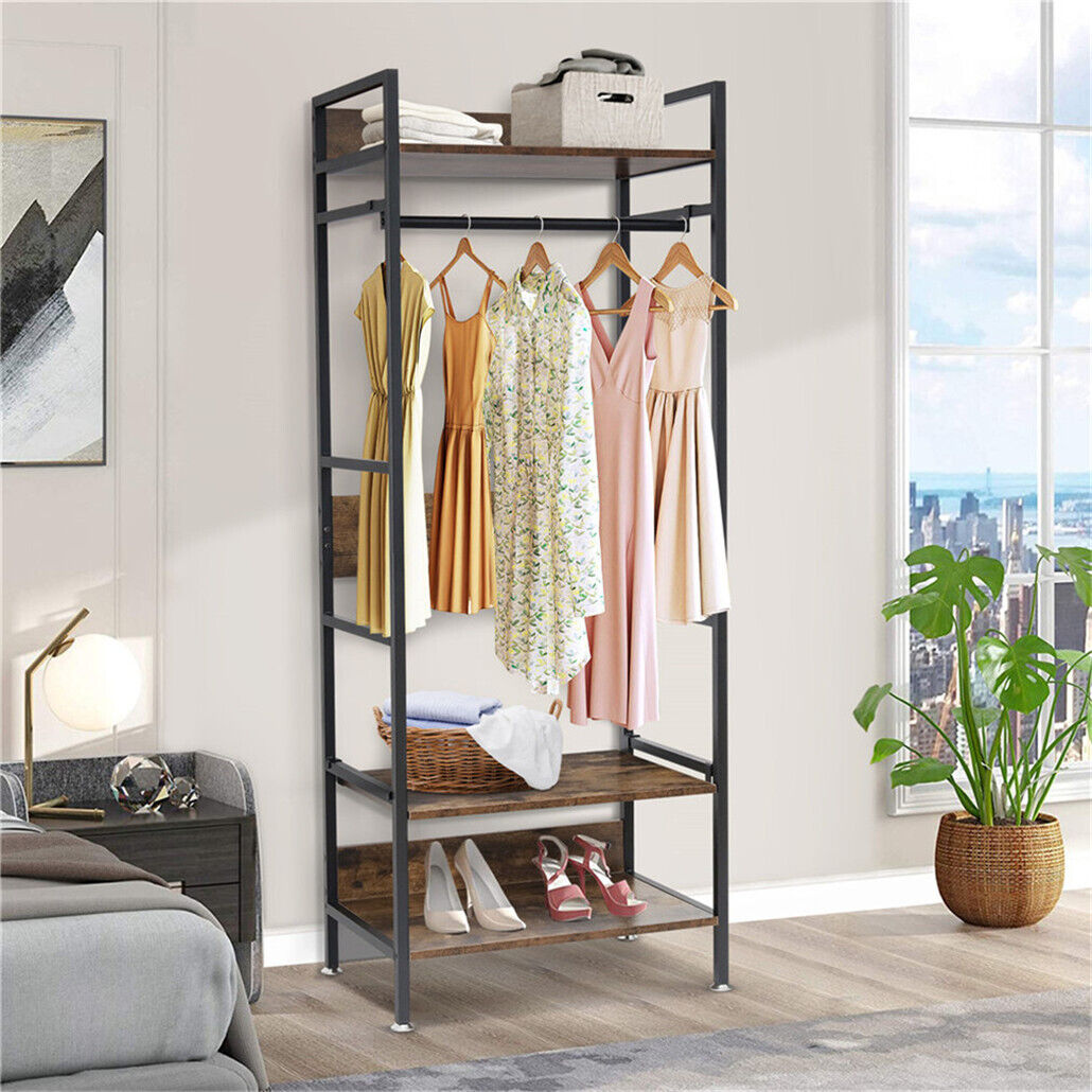 Metal Garment Rack Coat Stand MDF & Iron Organizer