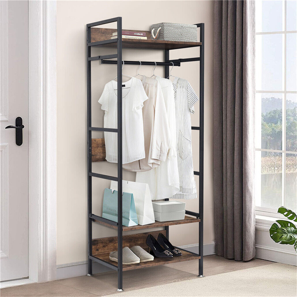 Metal Garment Rack Coat Stand MDF & Iron Organizer