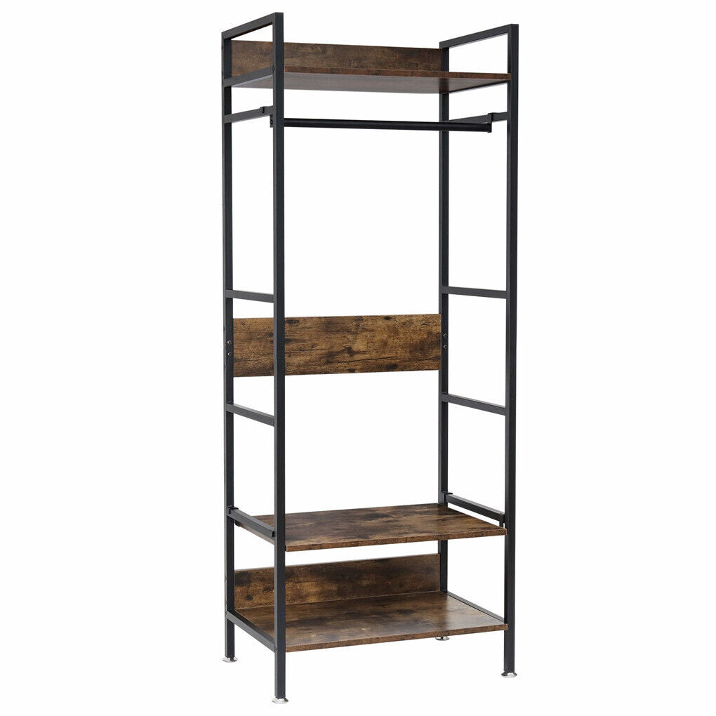Metal Garment Rack Coat Stand MDF & Iron Organizer