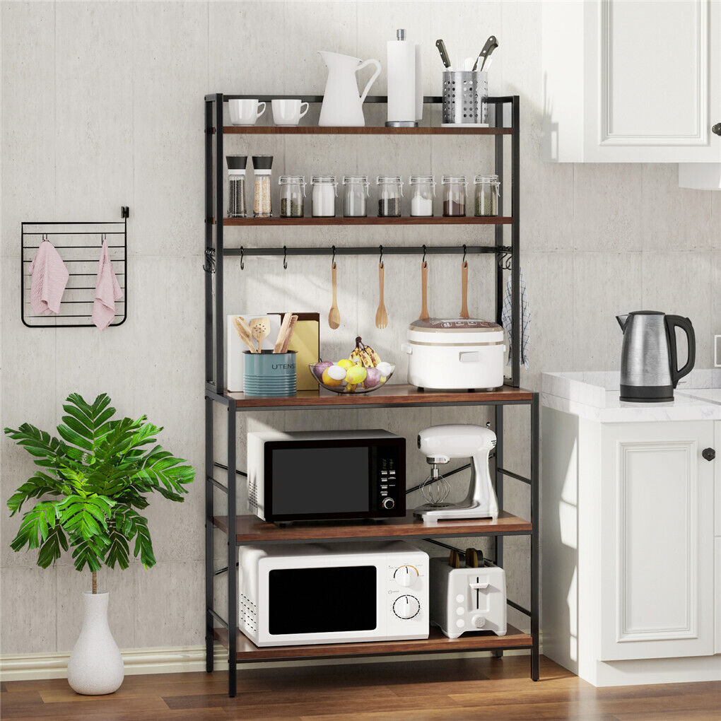5-Tier Baker&#39;s Rack Microwave Stand Storage Shelf 84.5cm