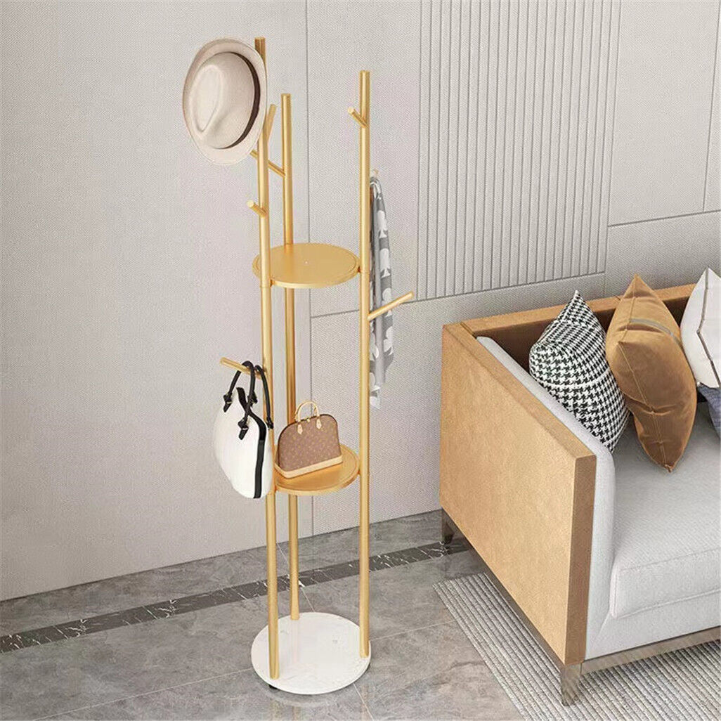 Marble & Metal Coat Rack Stand Heavy Duty