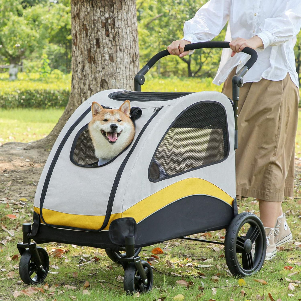 XL Dog Stroller Pet Pushchair Foldable Travel Cart