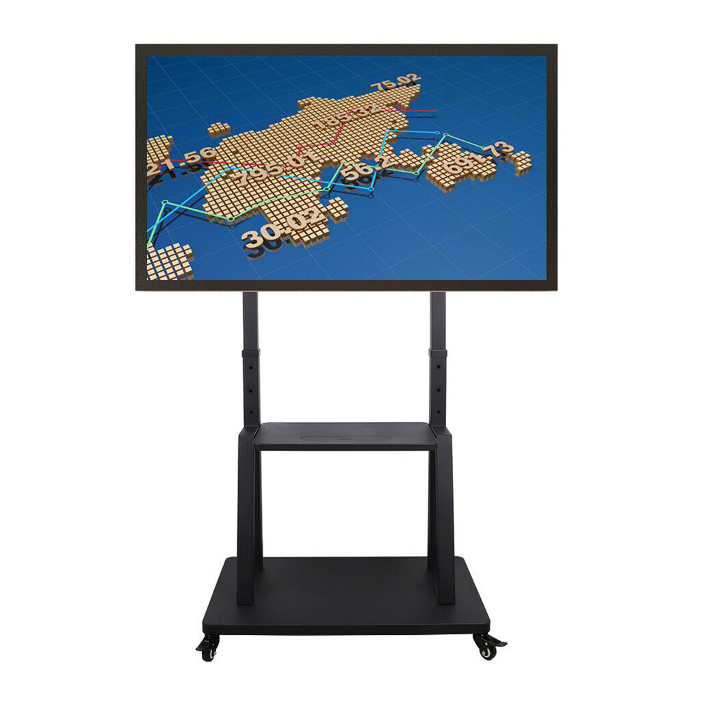 Rolling TV Stand 32-100 w/ Adjustable Mount &amp; 2-Tier Shelf