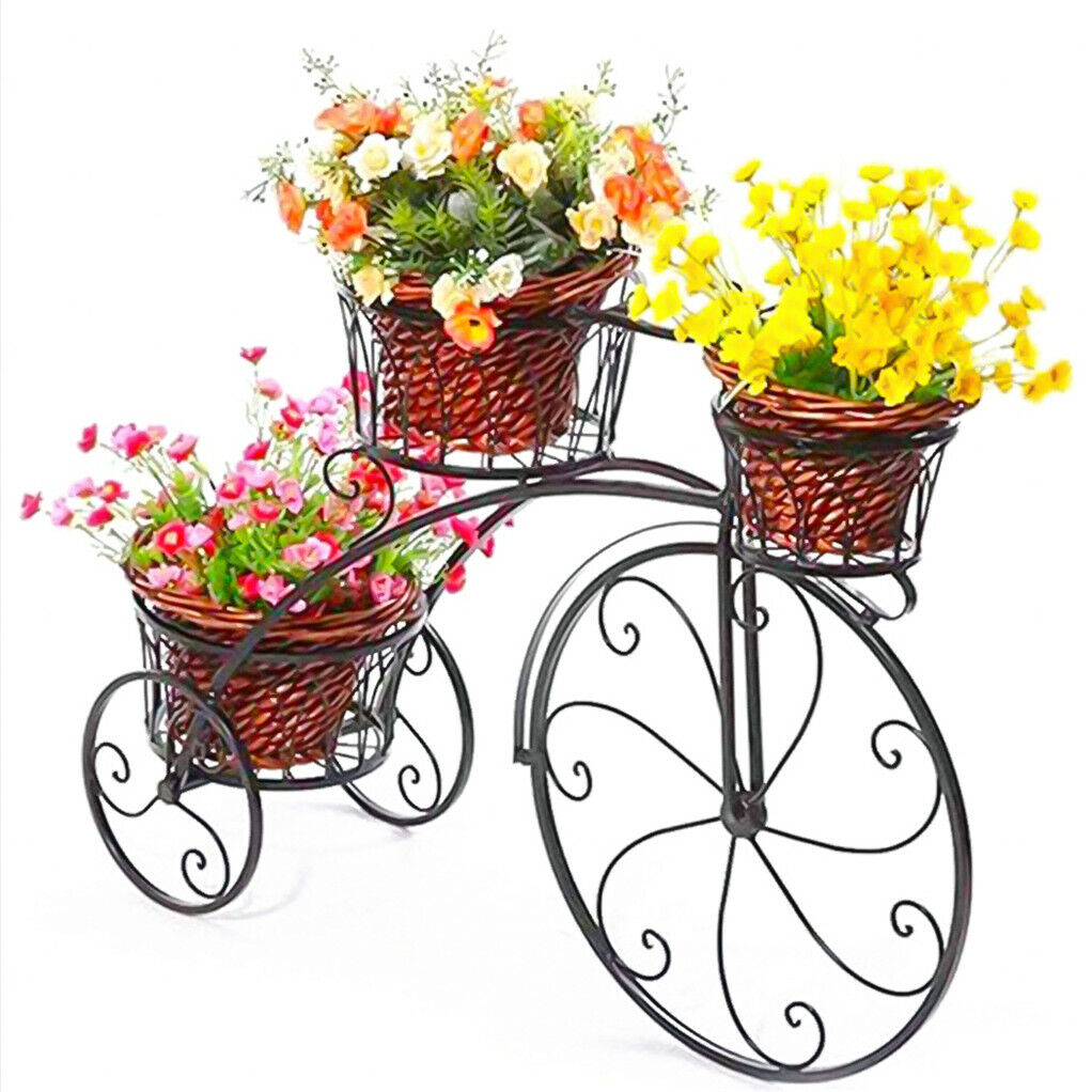 3-Tier Iron Bicycle Plant Stand Rack Tricycle Planter
