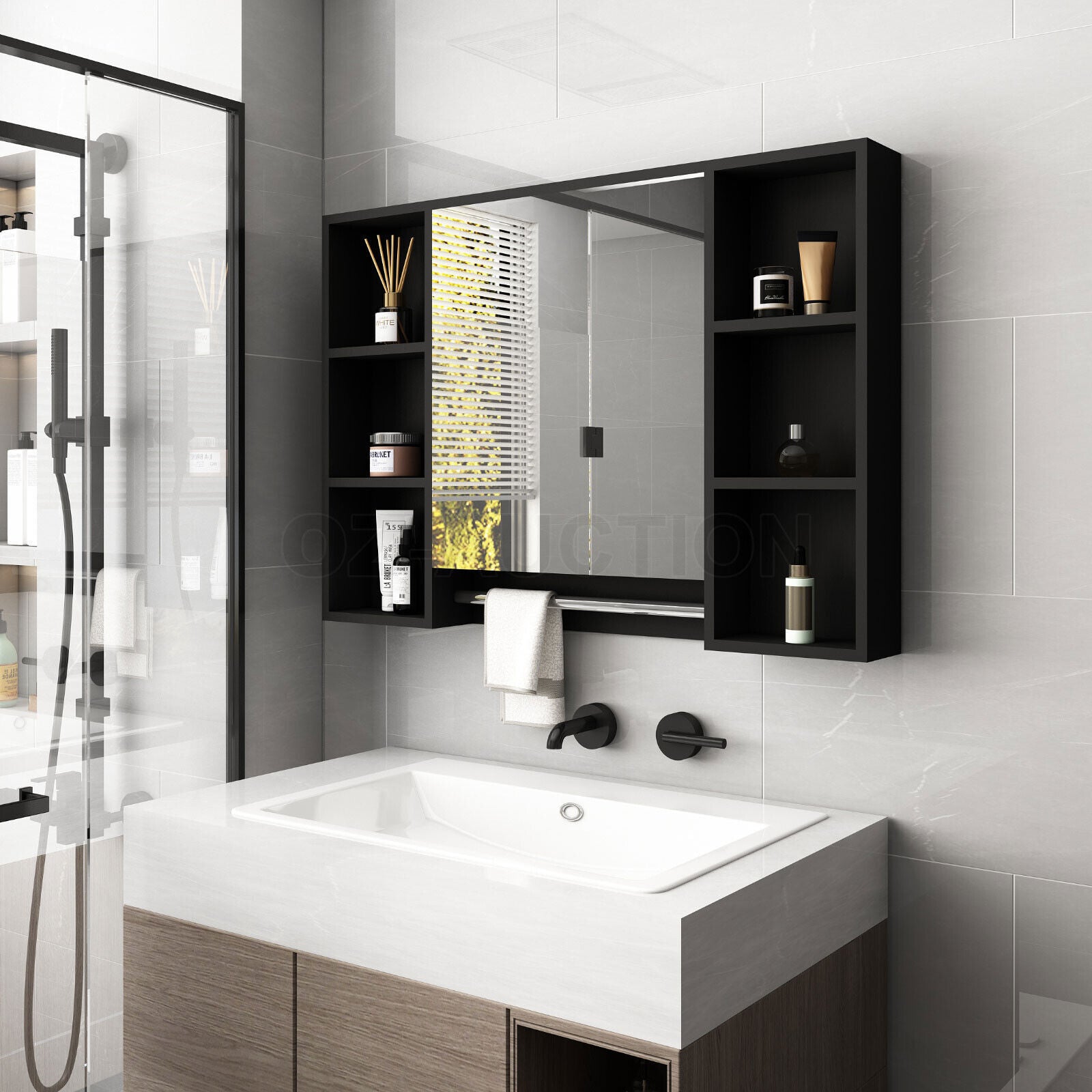 Bathroom Mirrored Cabinet Wall Storage Organizer