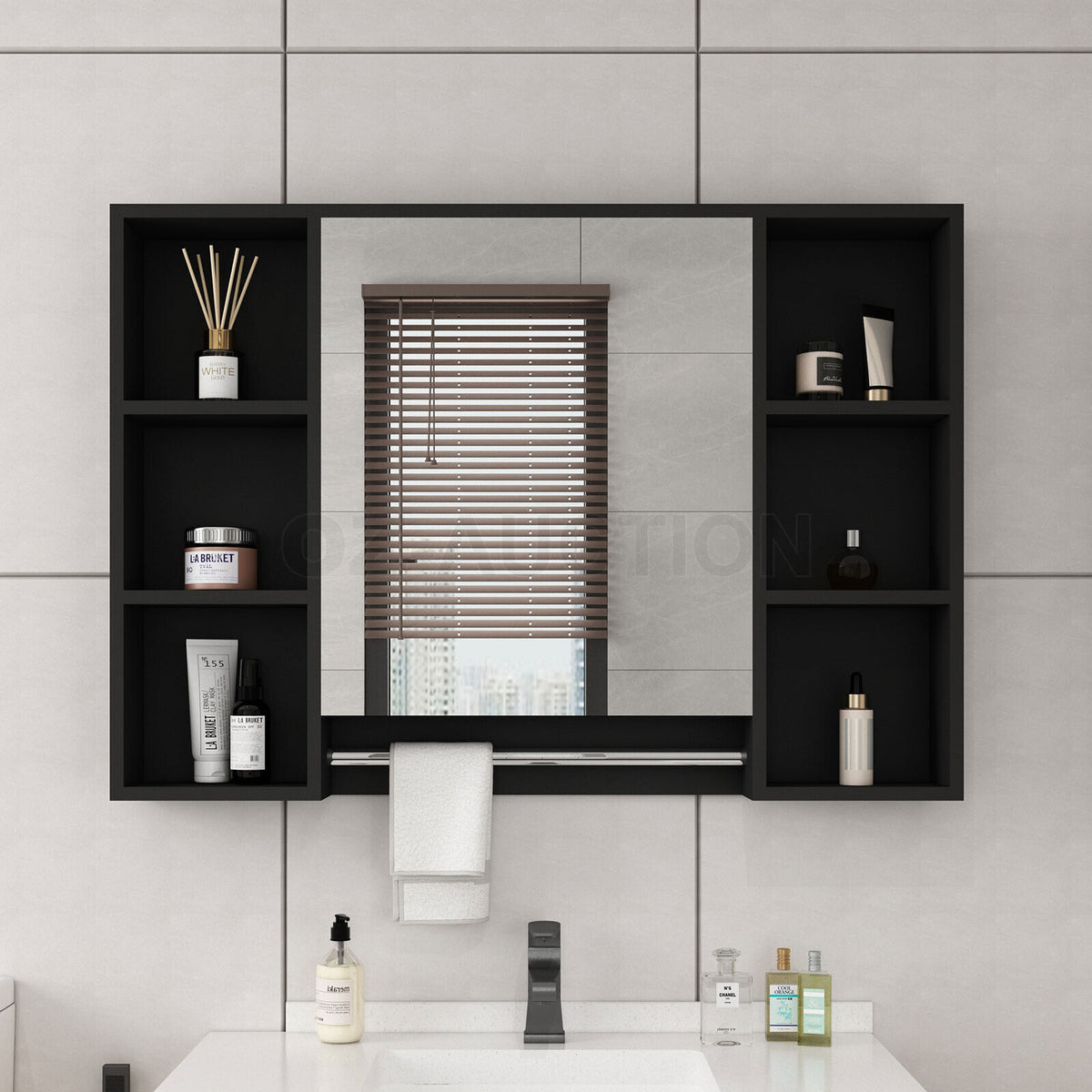 Bathroom Mirrored Cabinet Wall Storage Organizer