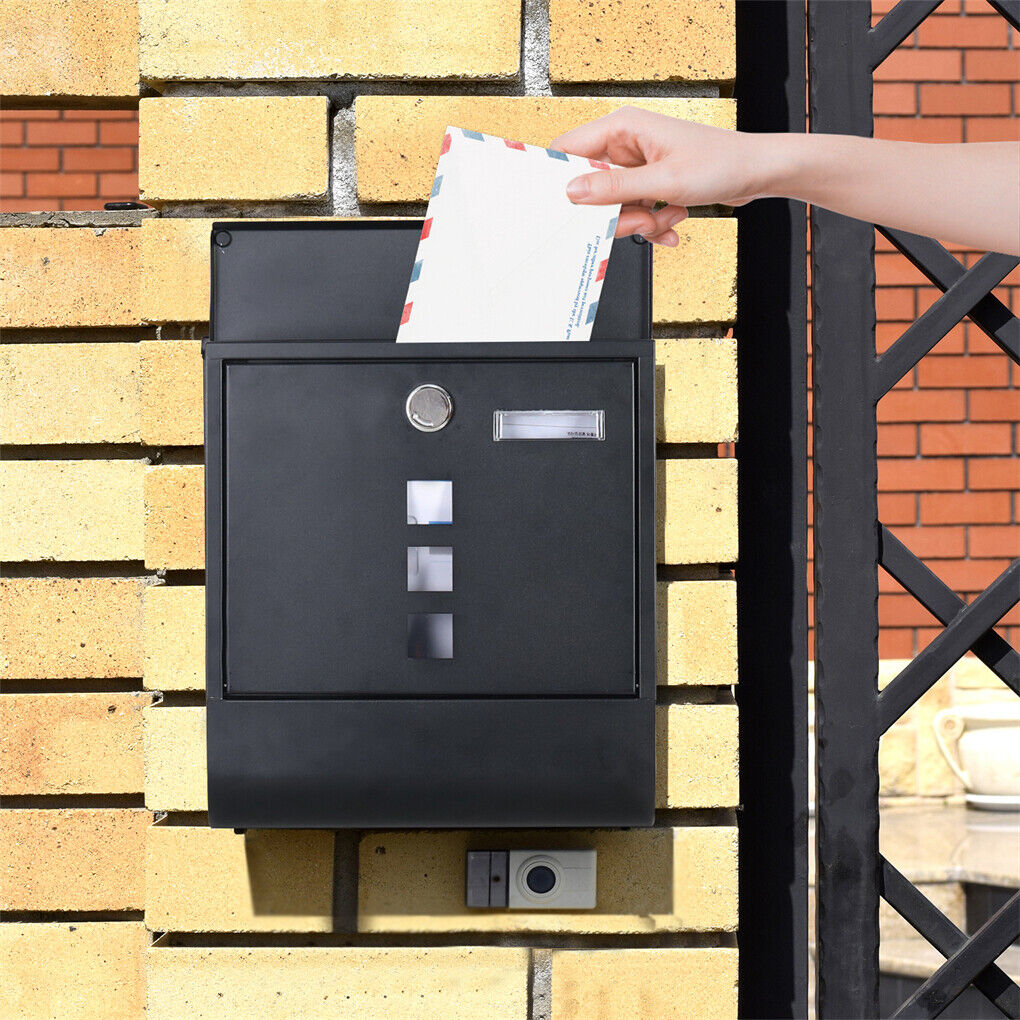 Wall Mounted Lockable Mailbox Galvanized Steel w/ Copper Lock