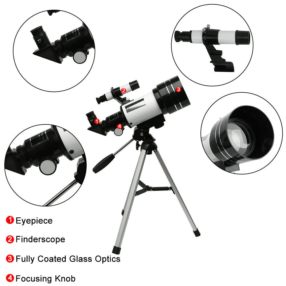 150x Zoom HD Digital Telescope 70mm Aperture Unmounted