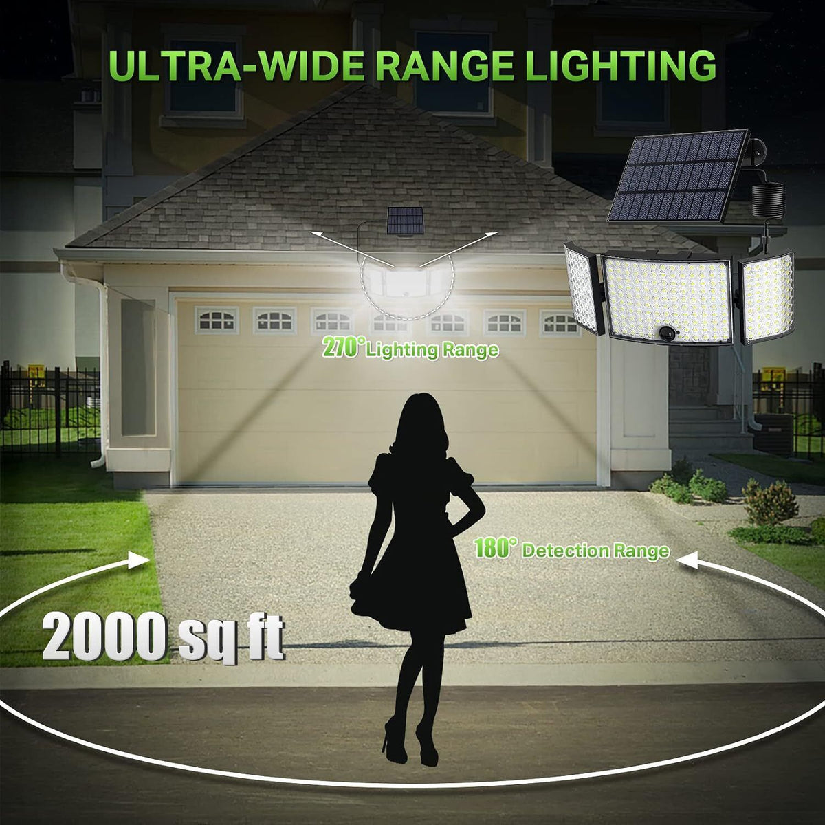 234 LED Solar Motion Sensor Light 5500K Cool Black Outdoor Security Flood Lamp
