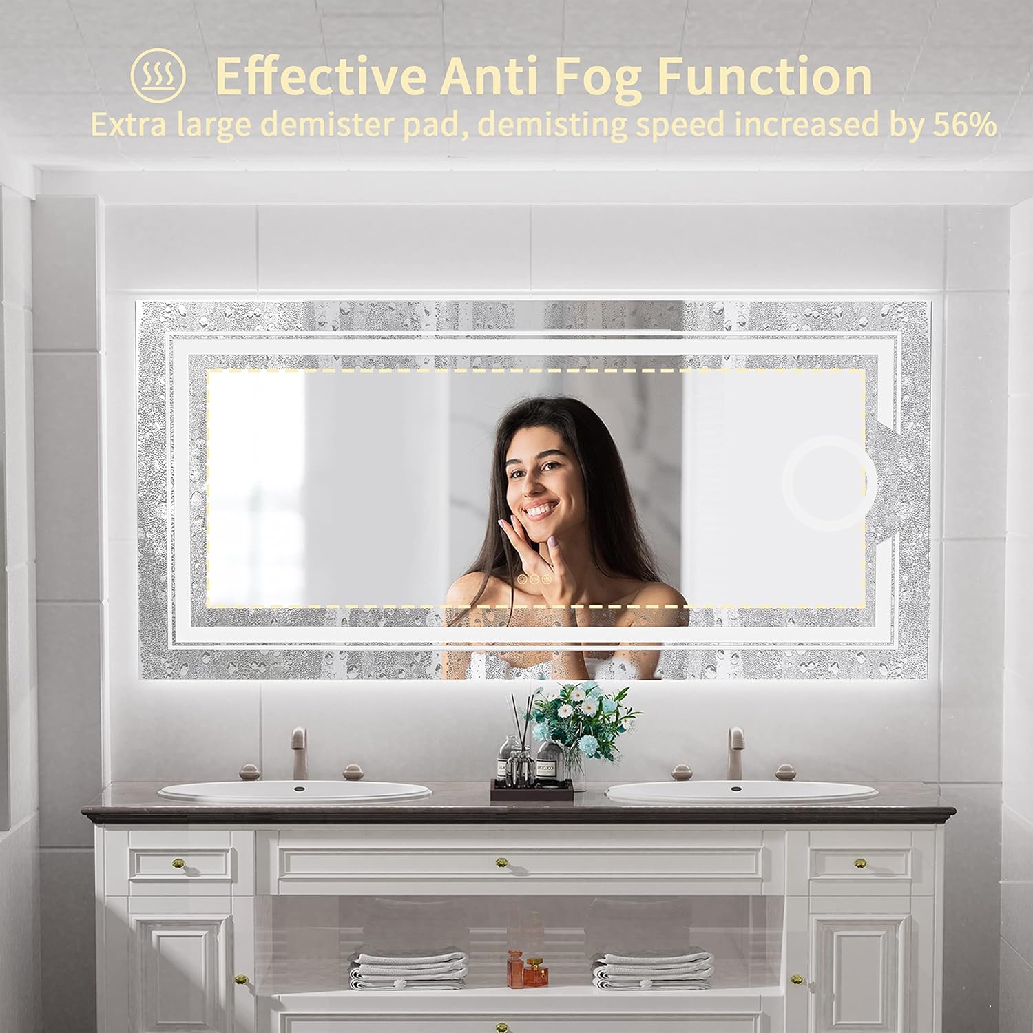 1200x600mm LED Bathroom Mirror Anti-fog Magnifying