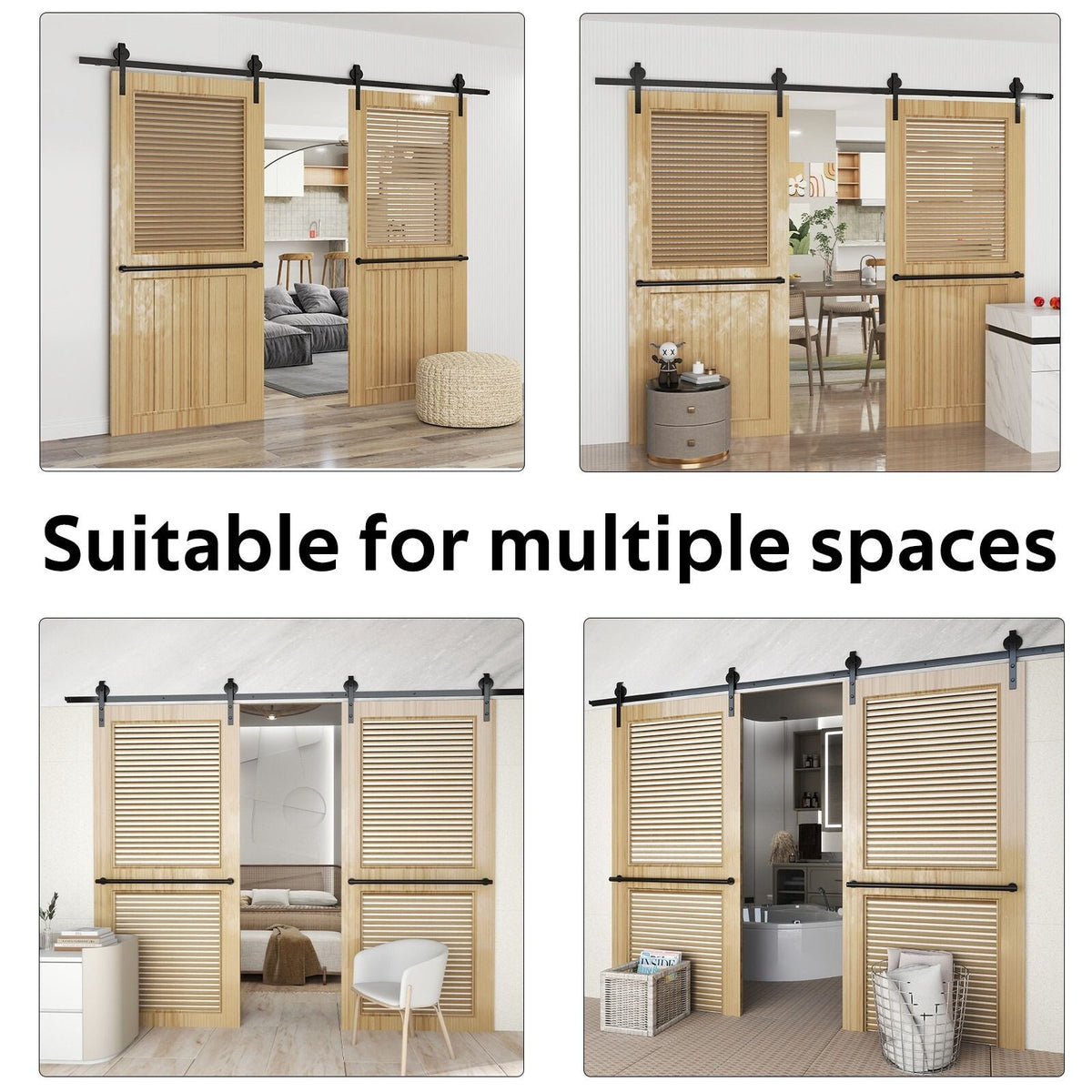 Sliding Barn Door Hardware Kit Rust Resistant Heavy Duty 1.83m