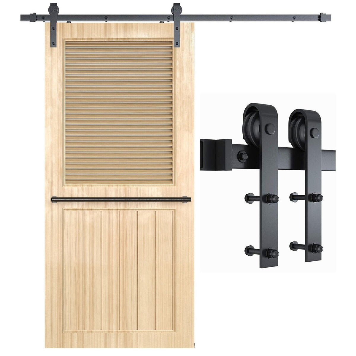 Sliding Barn Door Kit Heavy Duty Rust Resistant Single 2.44M
