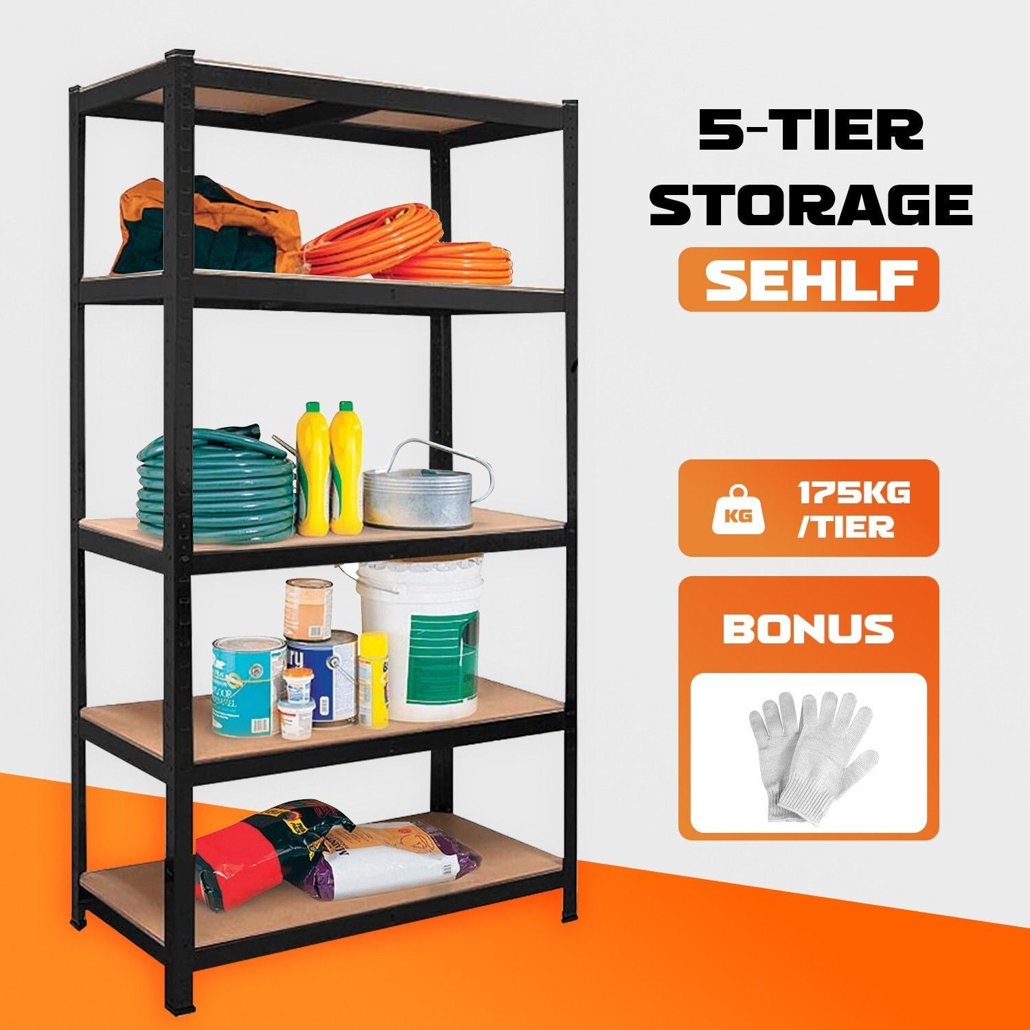 Heavy Duty Warehouse Shelving 75x30x170cm Steel