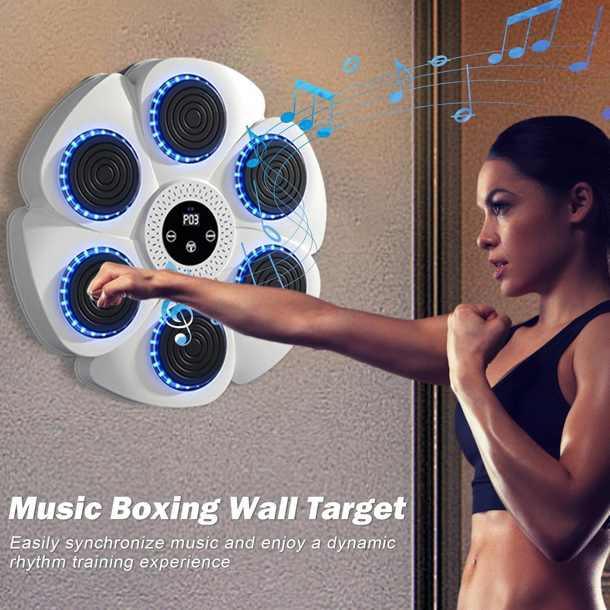 Bluetooth Boxing Machine Wall Mount White, Gloves Included,
