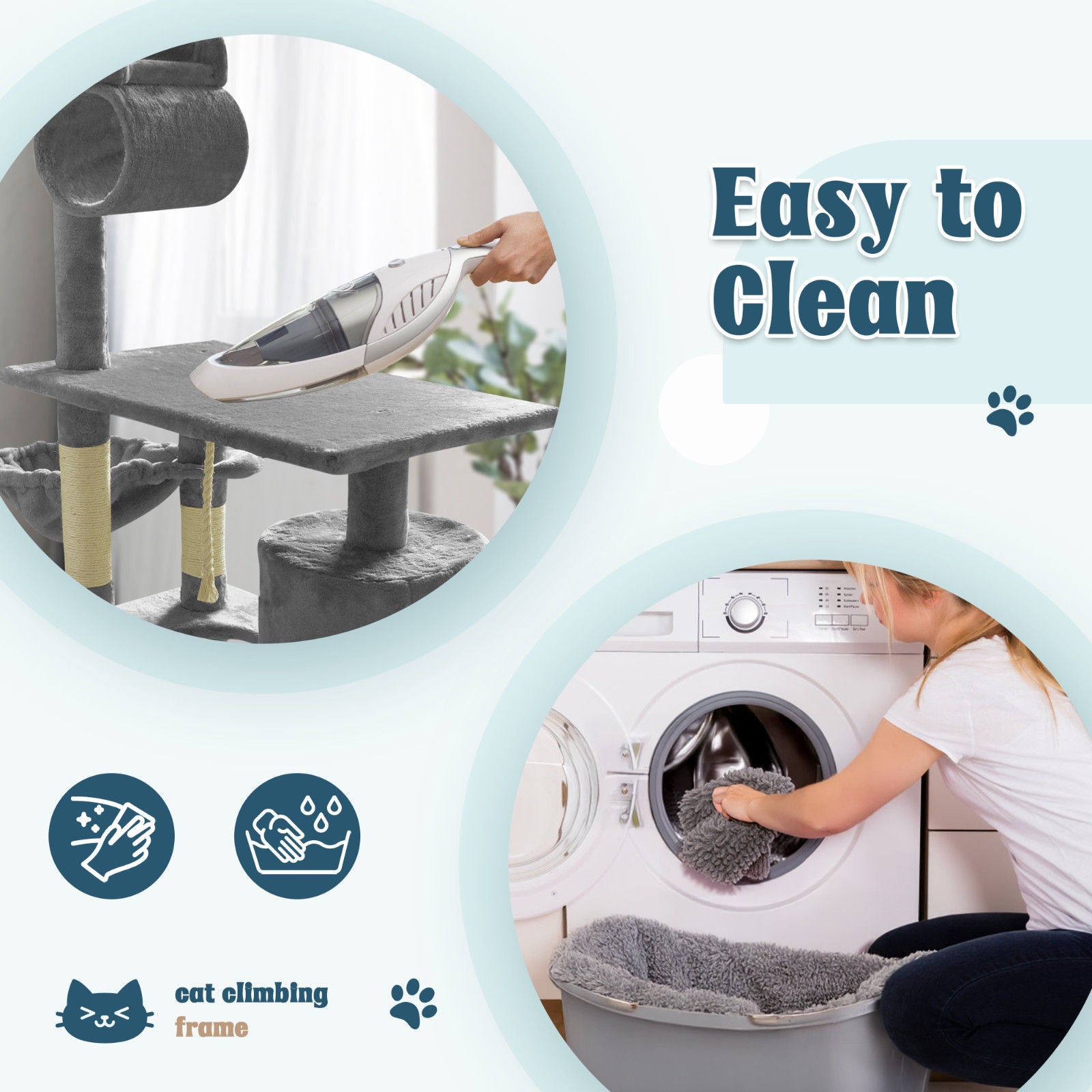 Grey Cat Tree Tower Condo Scratching Post Bed Stand 1.4M