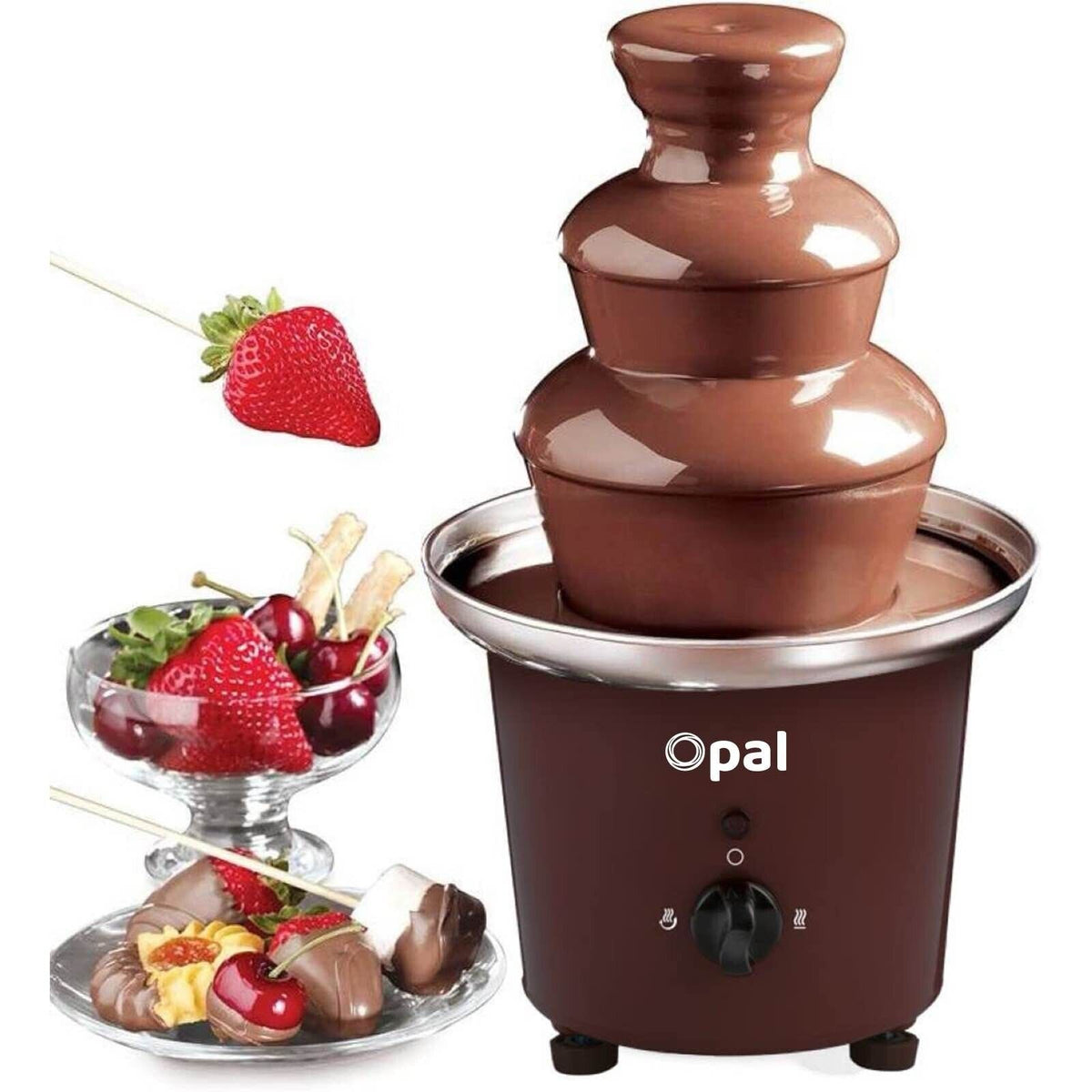 3-Tier Electric Chocolate Fondue Fountain Stainless Steel 0.9L