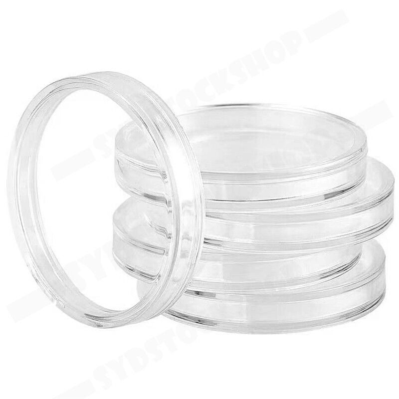 100pcs 46mm Clear Plastic Coin Holder Capsules Storage Box