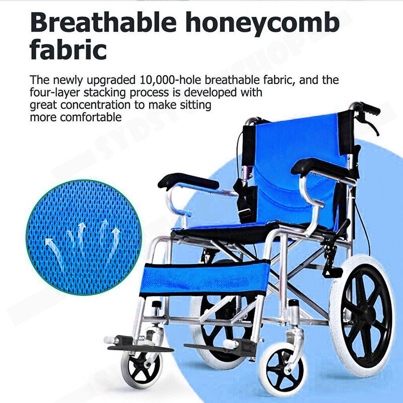 16 Lightweight Foldable Wheelchair Flat-Free Tires Handbrakes