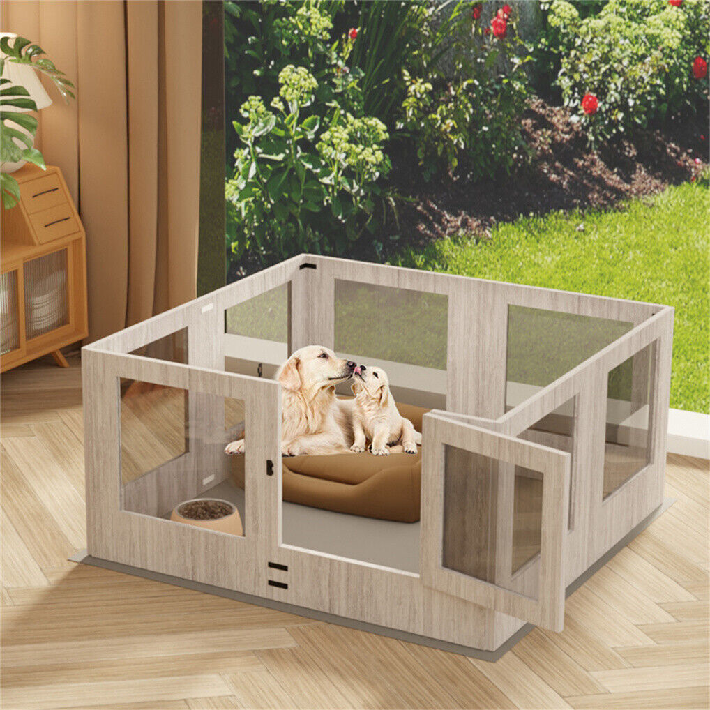Large Dog Indoor Whelping Box, Tempered Glass &amp; MDF