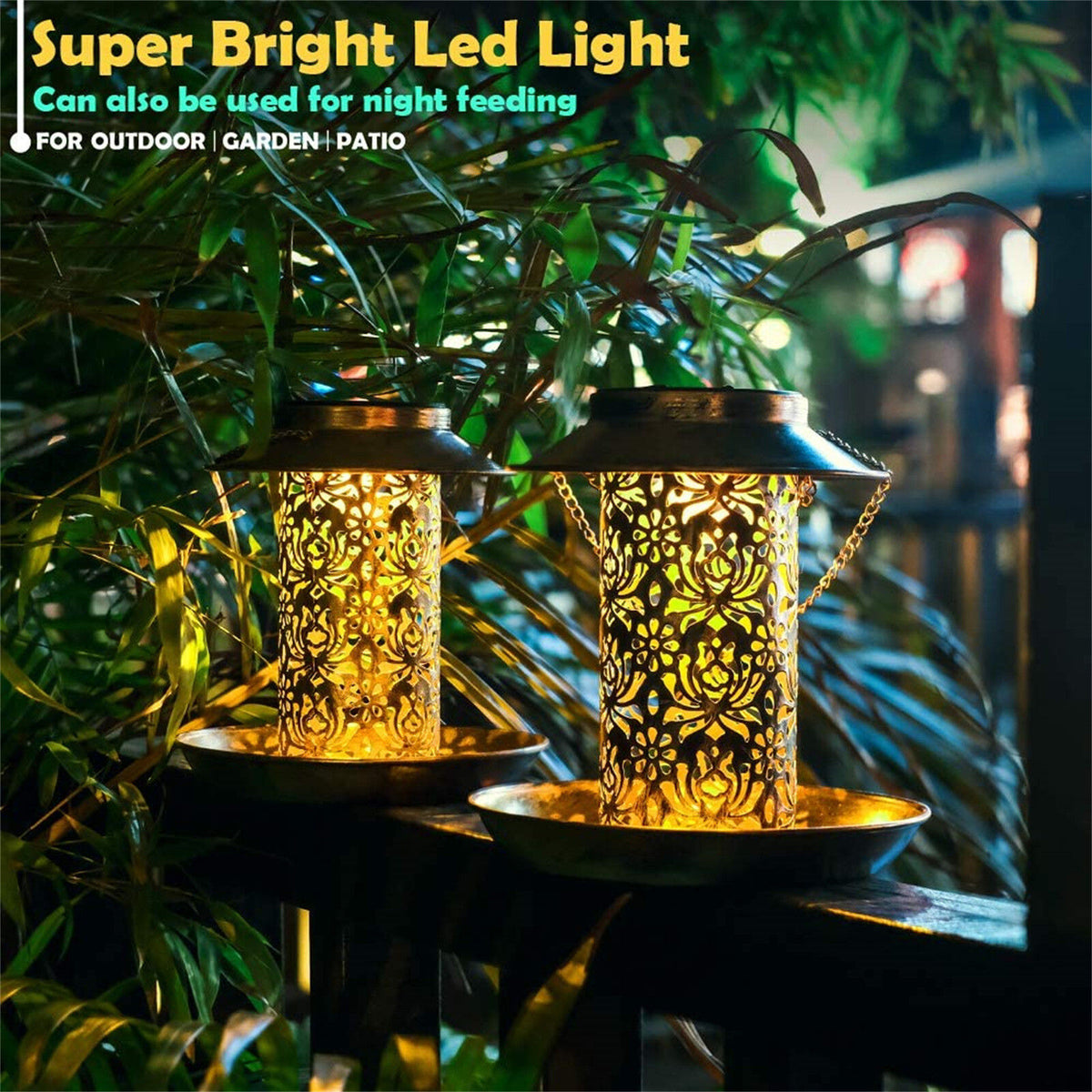 Solar Bird Seed Feeder Hanging Outdoor Garden