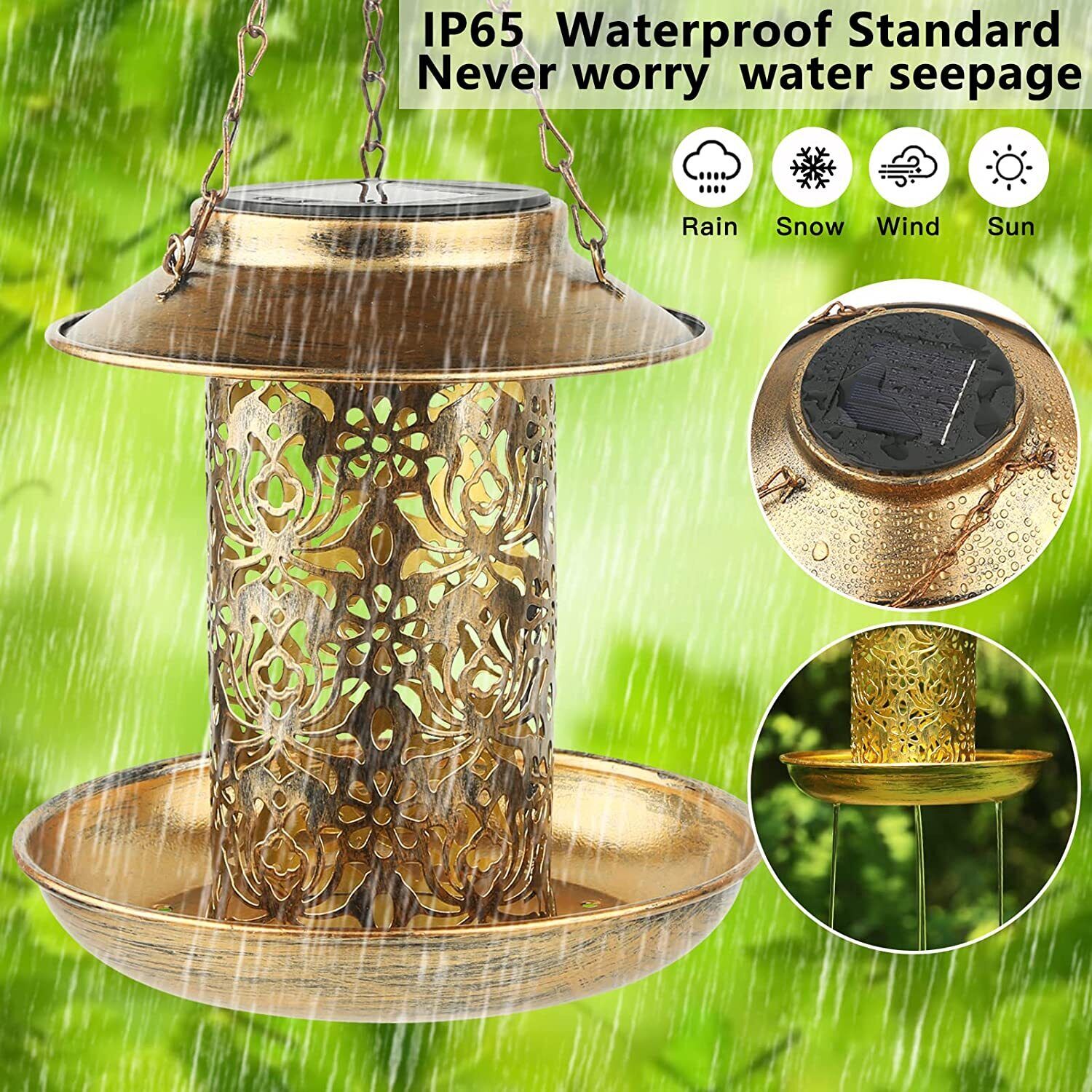 Solar Bird Seed Feeder Hanging Outdoor Garden