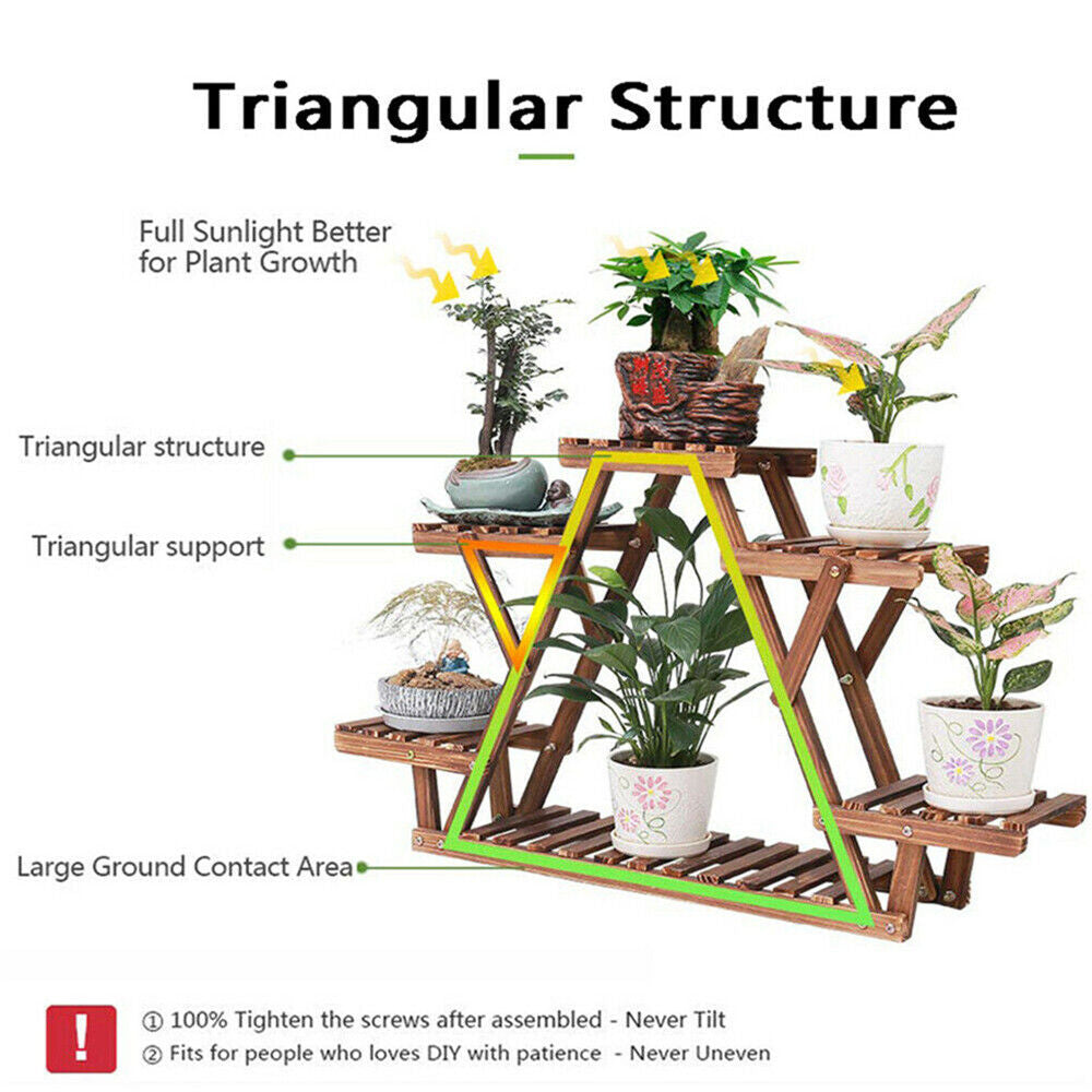 Wooden 6 Tier Plant Stand A-Frame Flower Pot Display Organizer