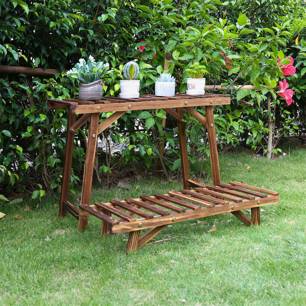 Pine Wood 3pcs Plant Stand Ladder Garden Flower Display
