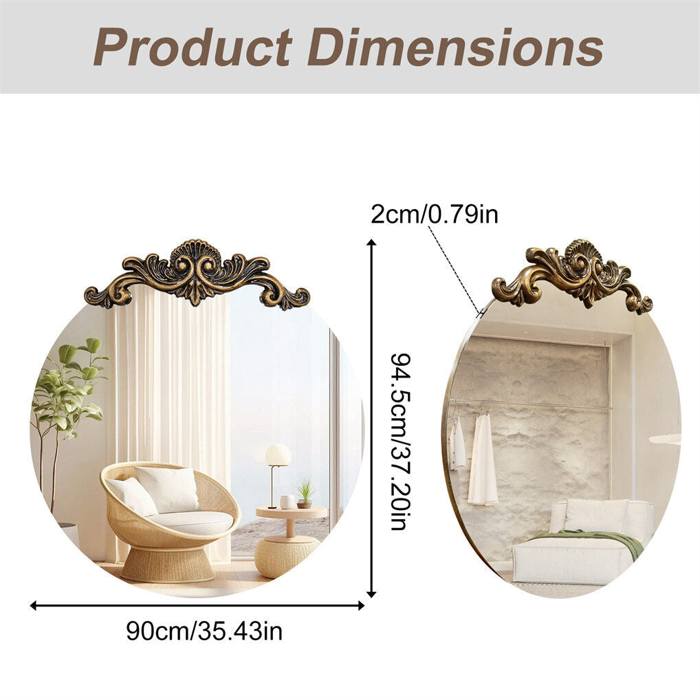 Baroque Antique Round Wall Mirror, Ornate D�cor, 90 x 94.5cm
