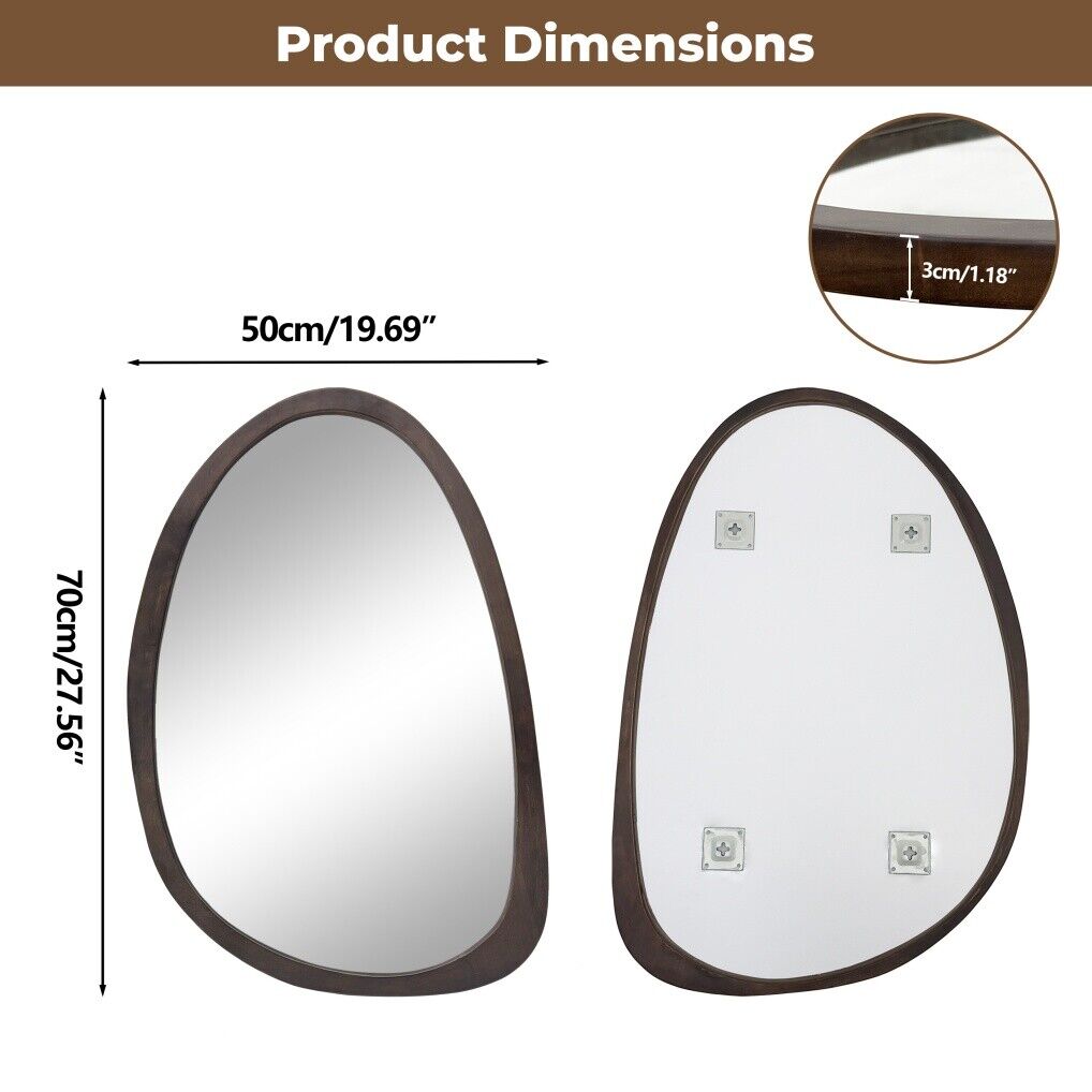 Antique Wooden Wall Mirror HD Odd Shaped Home D�cor 50x70cm