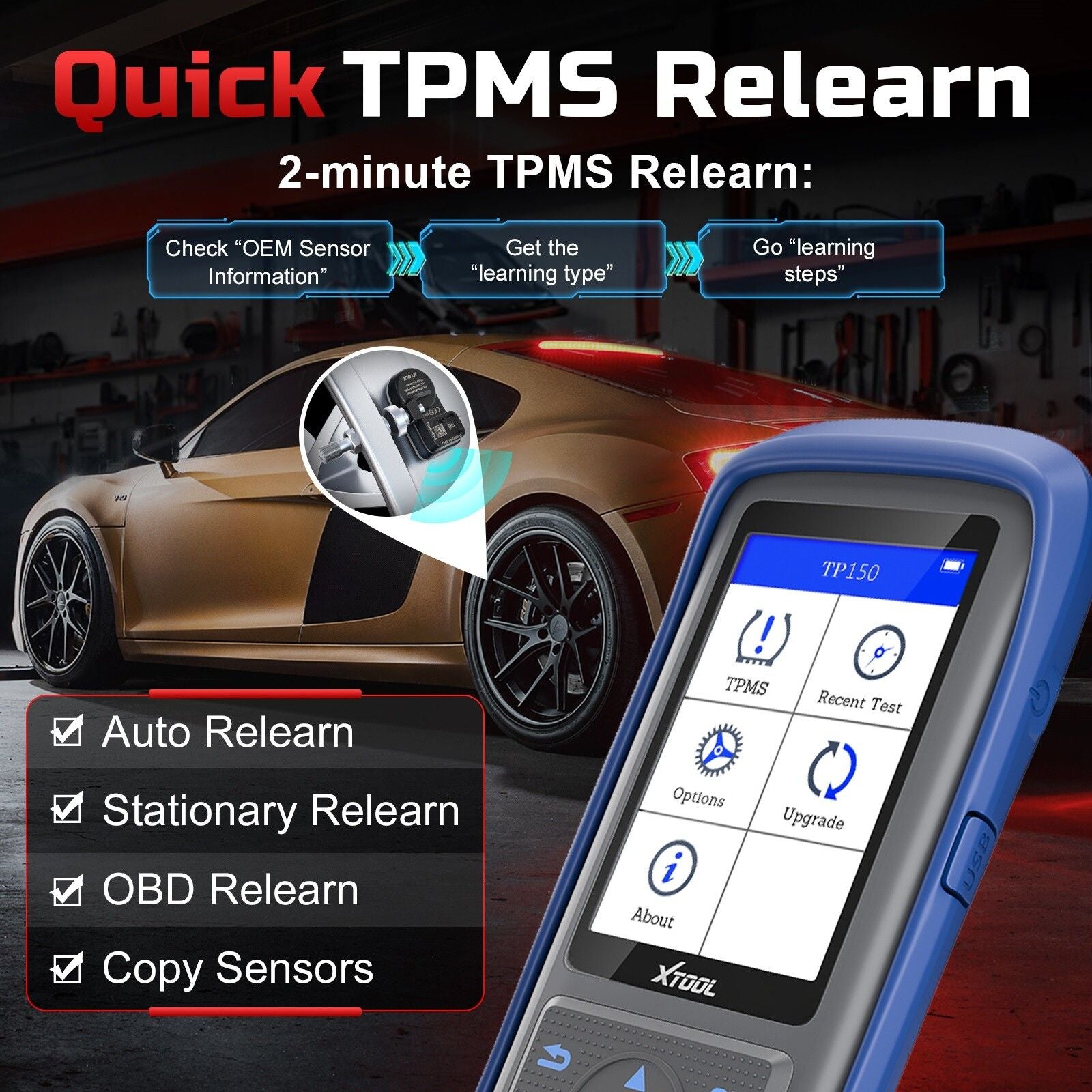 TP150 TPMS Reset Tool 2025 WiFi CAN EOBD OBDII