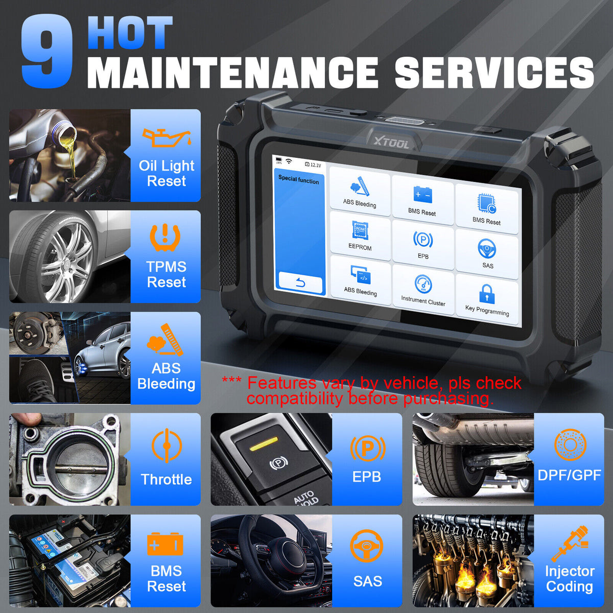 2025 D5 OBD2 Scanner ABS SRS Engine Diagnostic Tool