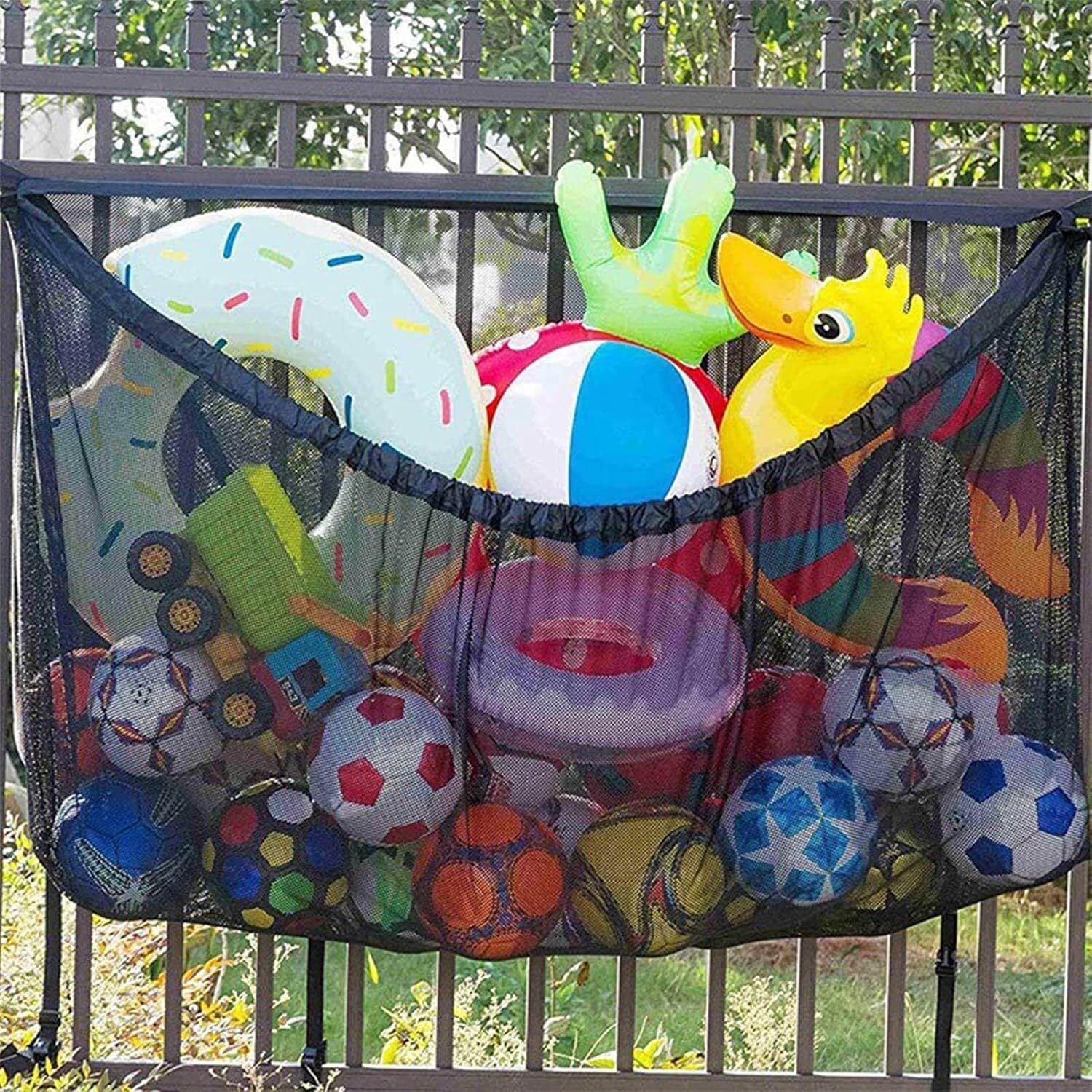 145x145CM Heavy Duty Pool Toy Storage Net Bag Adjustable Organizer