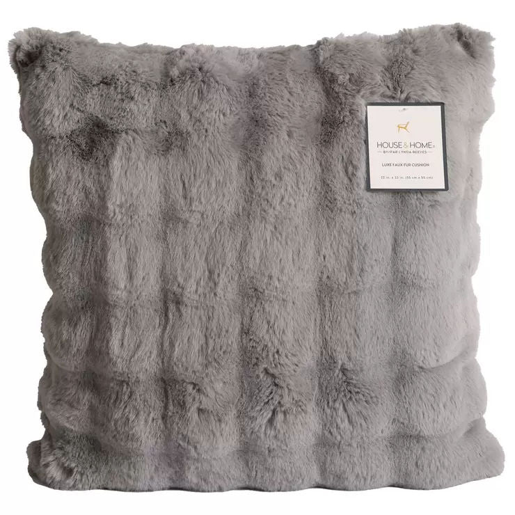 Luxe faux fur cushion 55 x 55cm grey