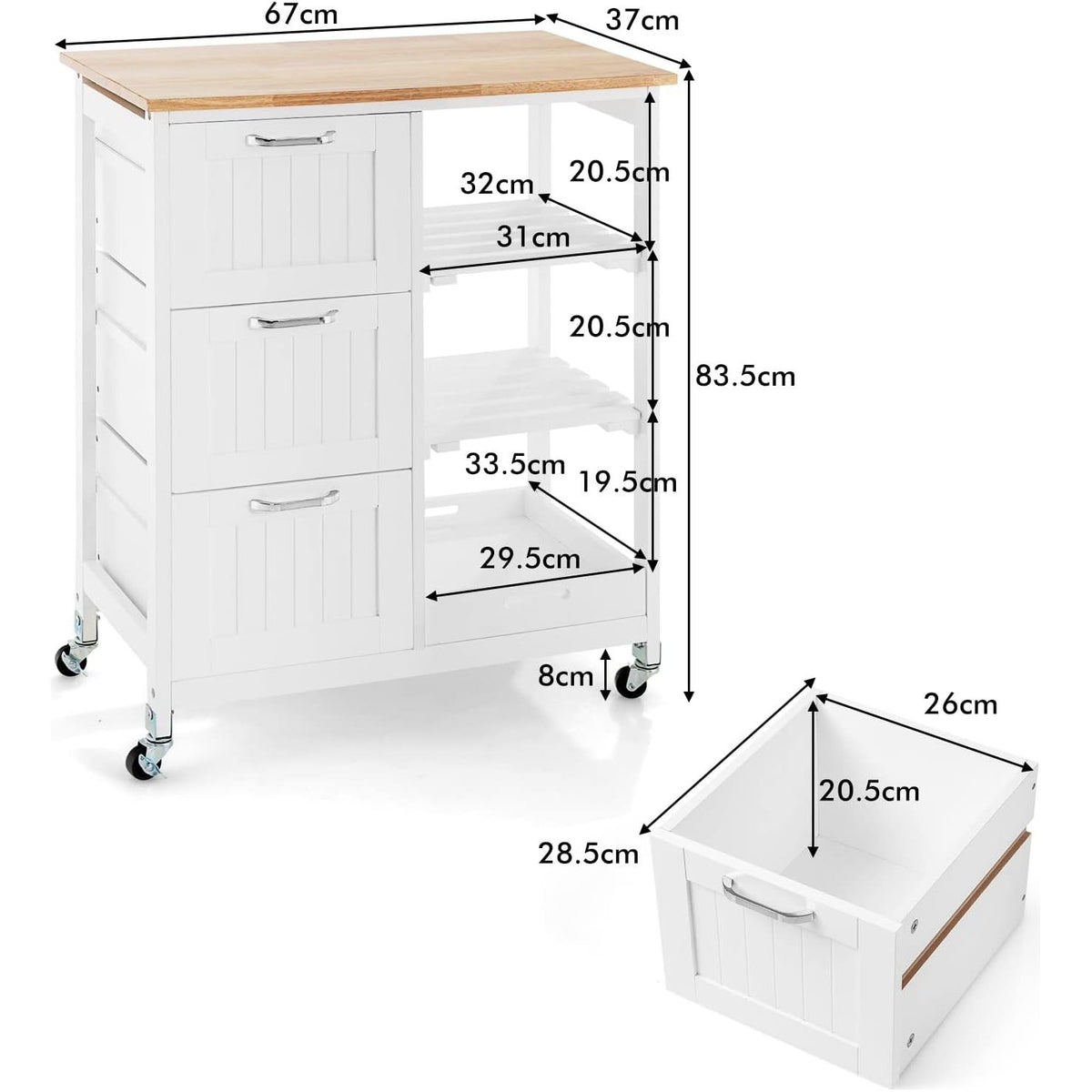 Kitchen Island on Wheels with Storage