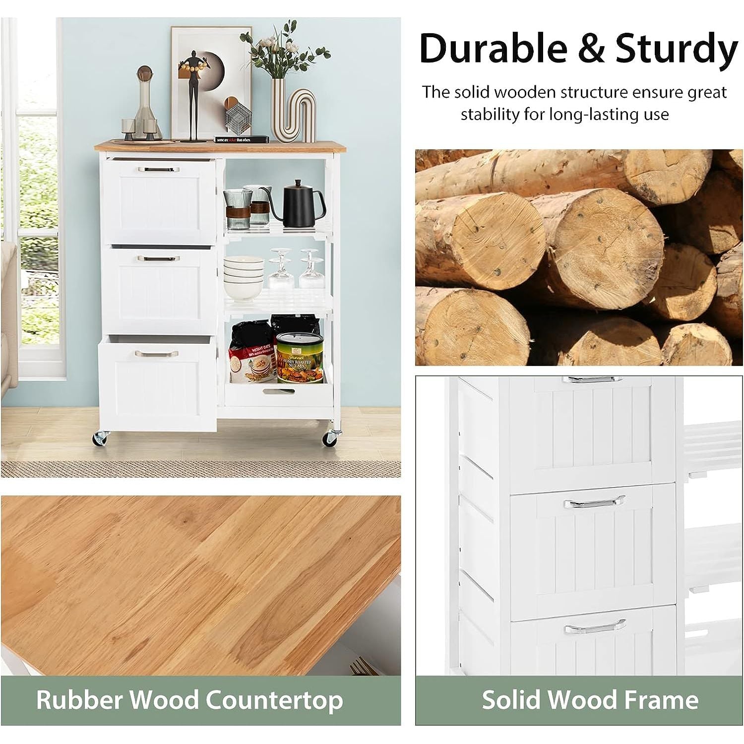 Kitchen Island on Wheels with Storage