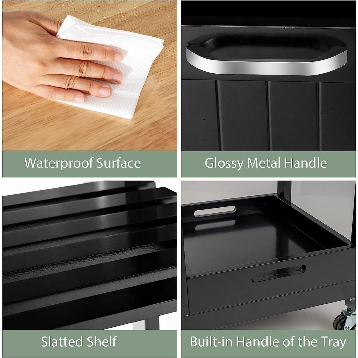 Kitchen Island Cart with Storage, Drawers, Shelves