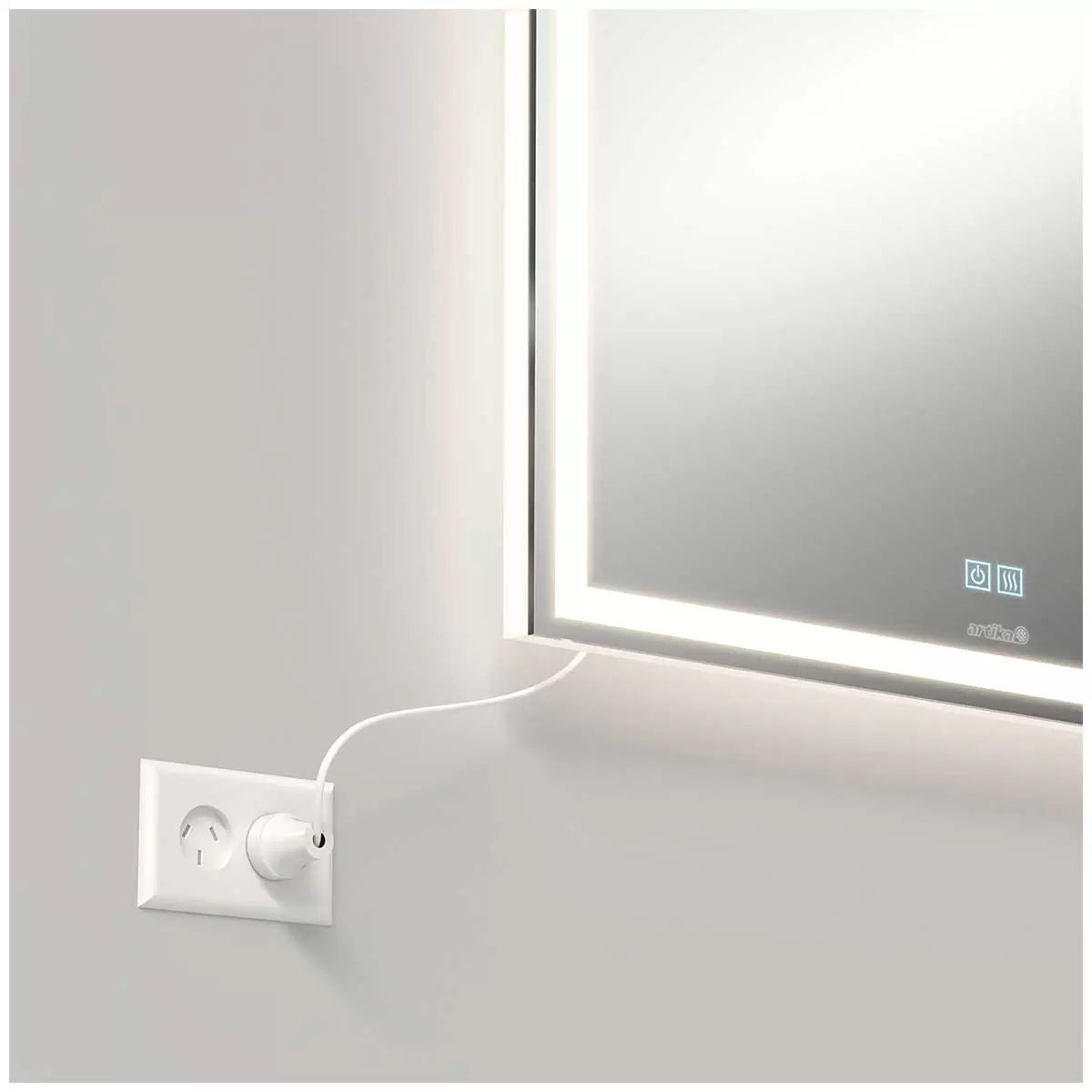 Aurea integrated led plug in wall mirror
