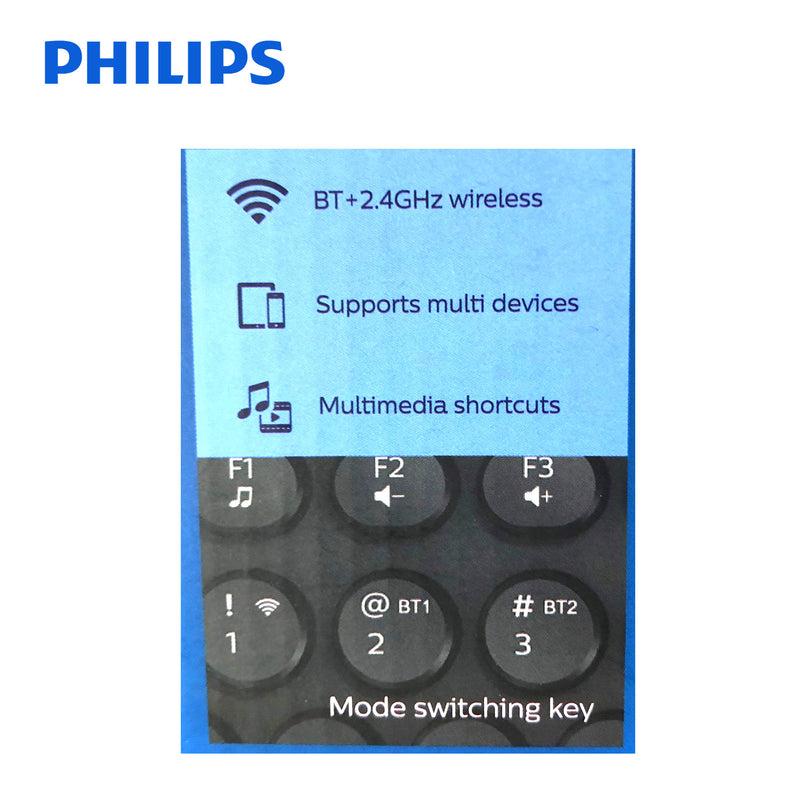 Philips Wireless Compact Keyboard BT 2.4Ghz Bluetooth Multi Device SPK6624