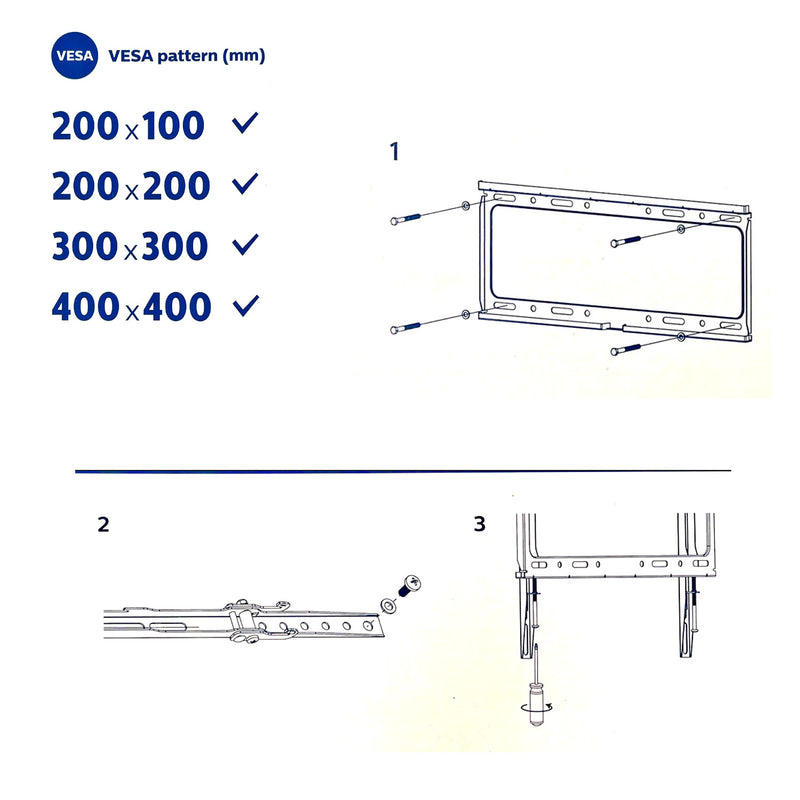 Philips Tilt TV Monitor Wall Mount Bracket for 32 40 55 65 70 75 Inch Universal SQM7442