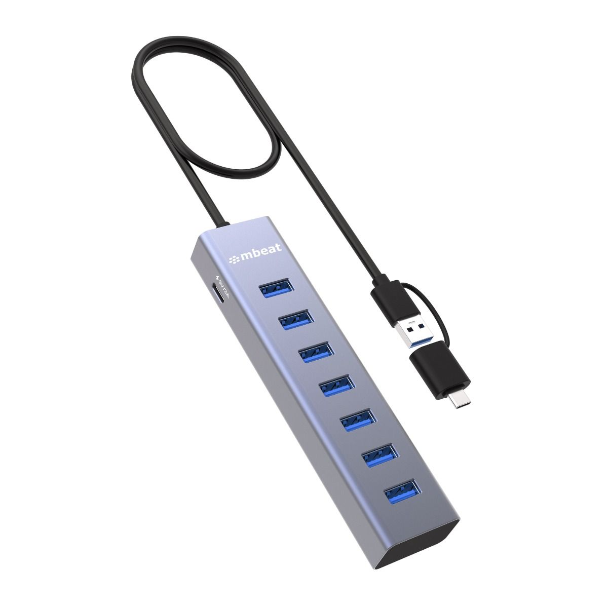 mbeat 7-Port USB Hub with Dual USB-A &amp; USB-C Connector