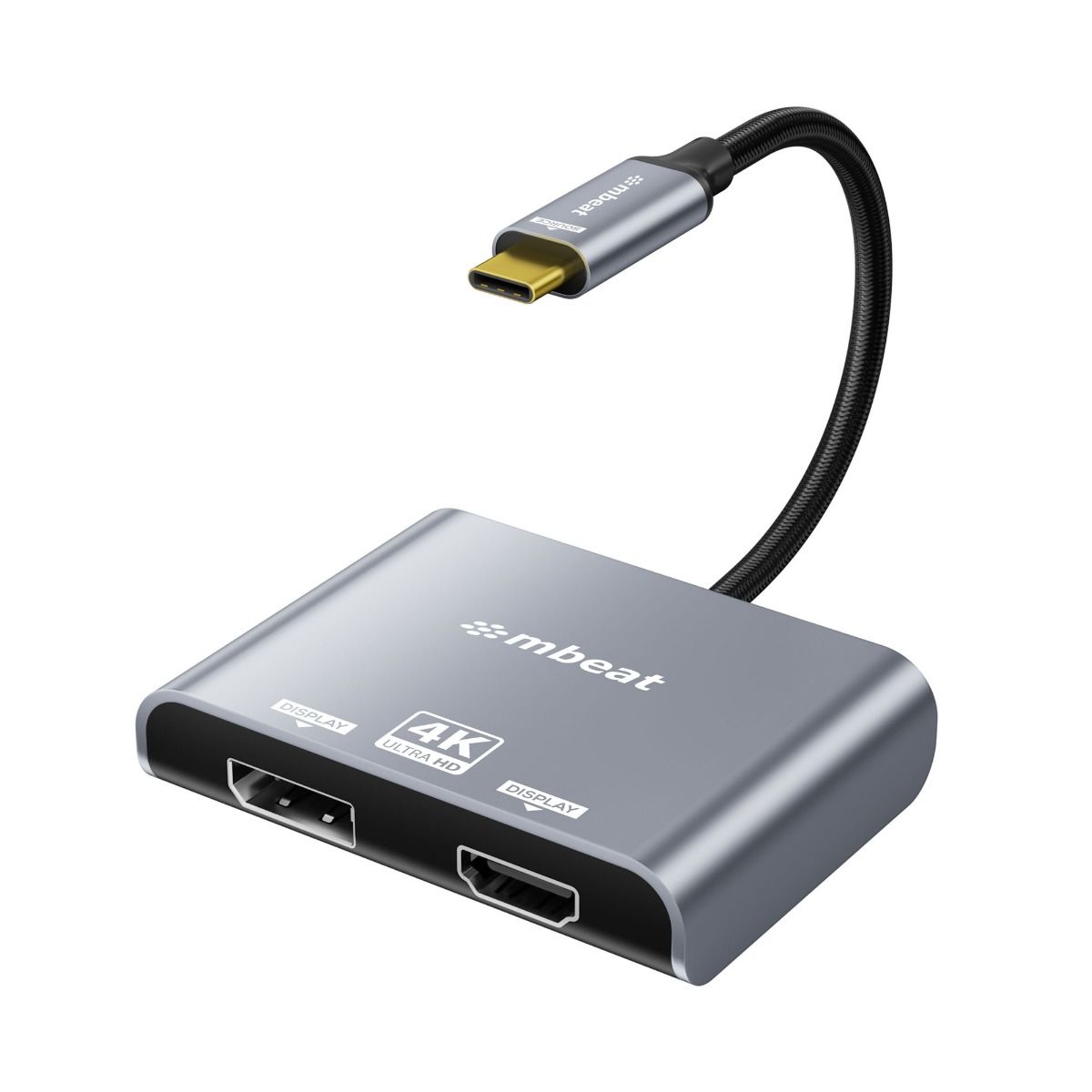 mbeat Tough Link USB-C to DP&amp;HDMI Dual 4K/60Hz MST Adapter - Space Grey