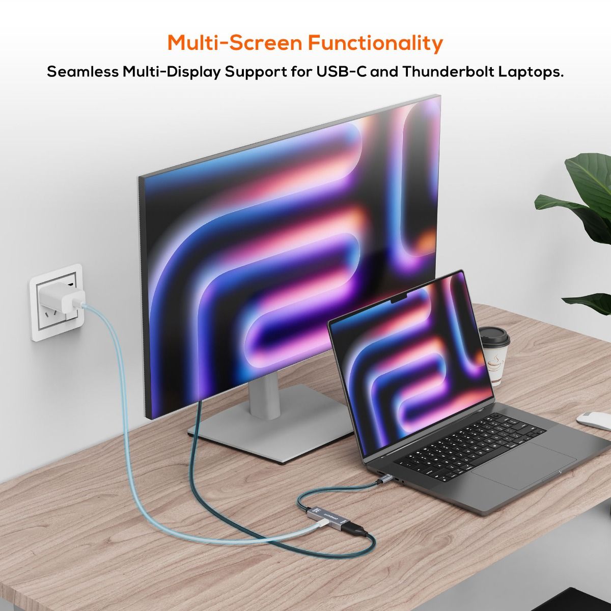 mbeat Tough Link USB-C to DP Adapter with 100W PD - Space Grey