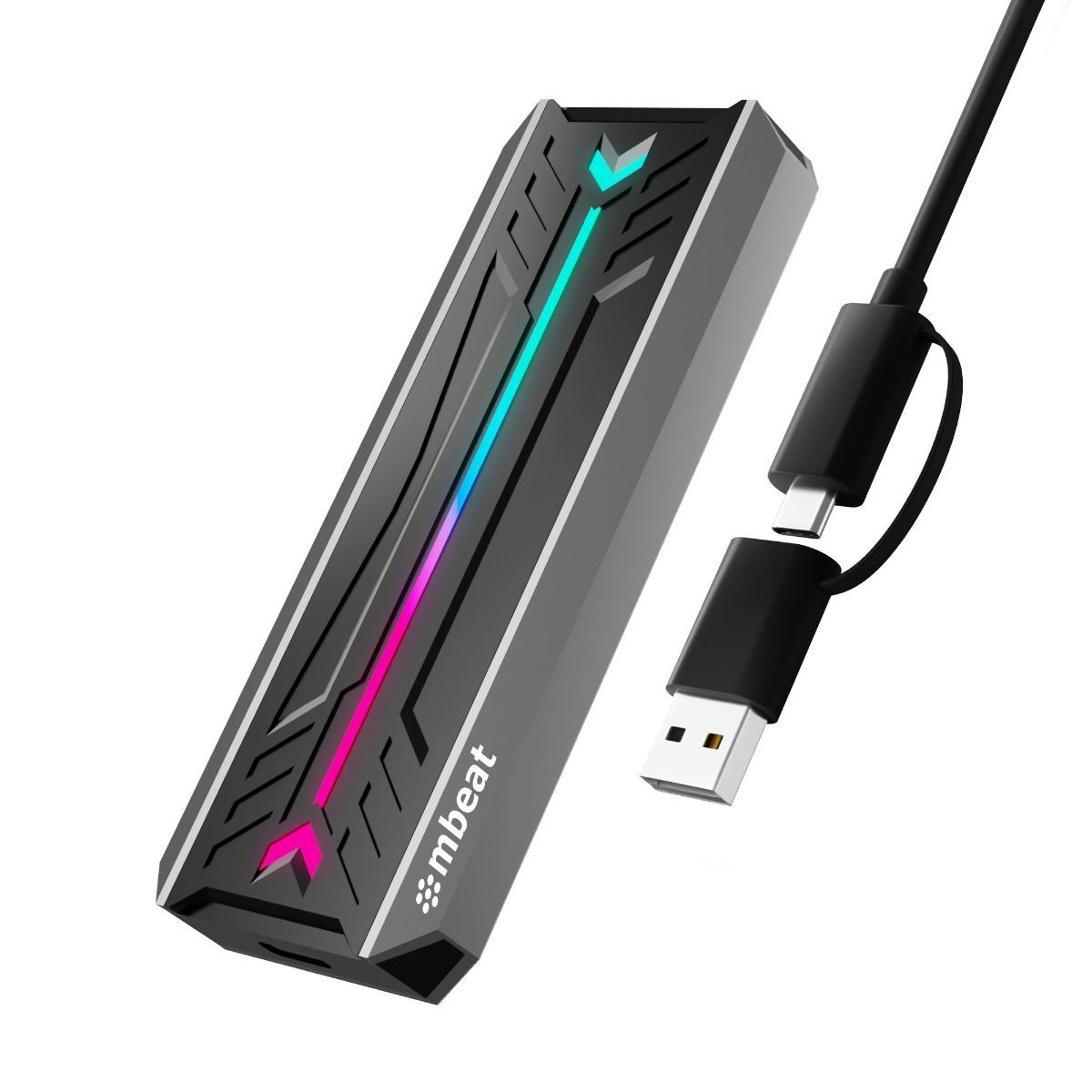 mbeat USB-C/A 10Gbps RGB M.2 NVMe &amp; SATA SSD Enclosure