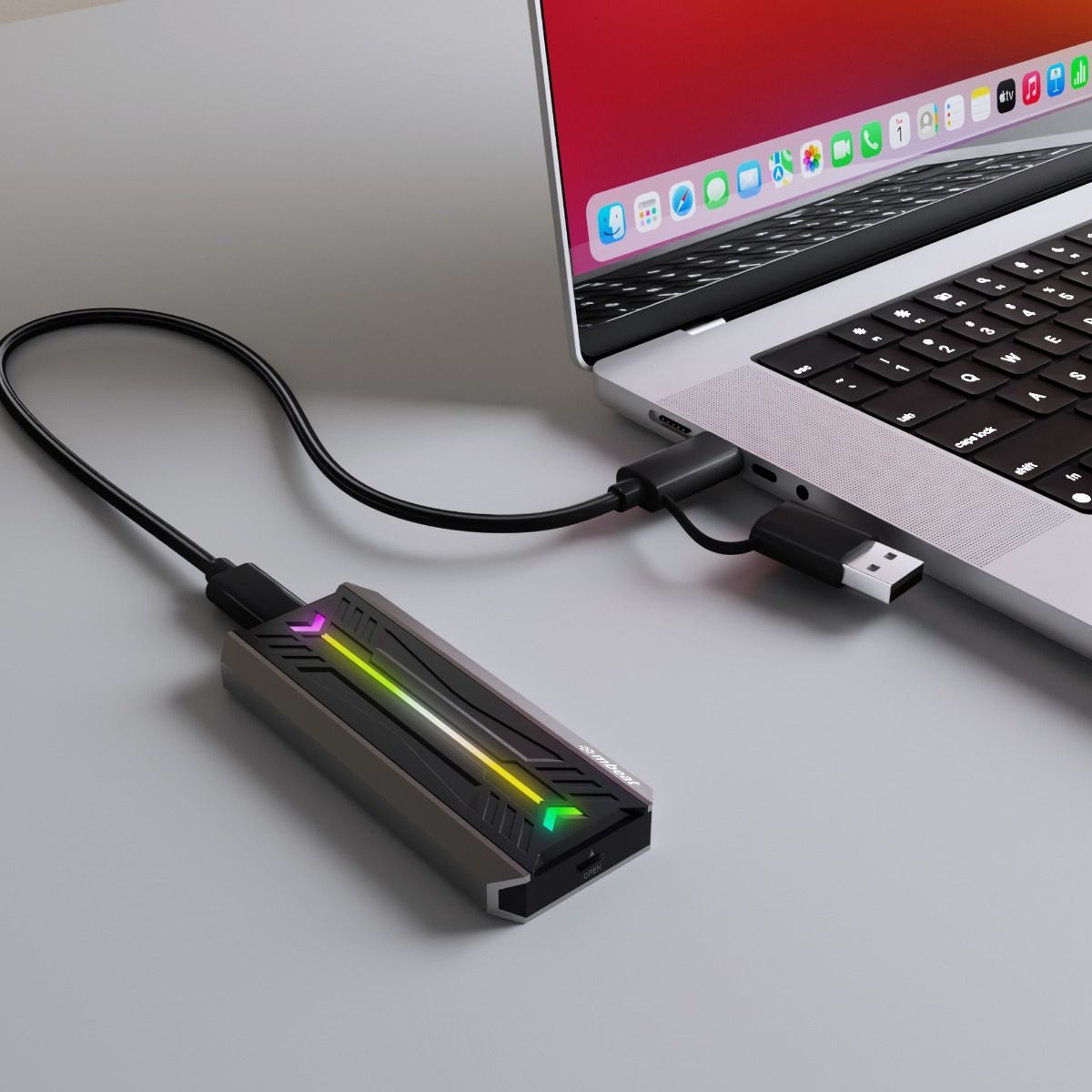 mbeat USB-C/A 10Gbps RGB M.2 NVMe & SATA SSD Enclosure