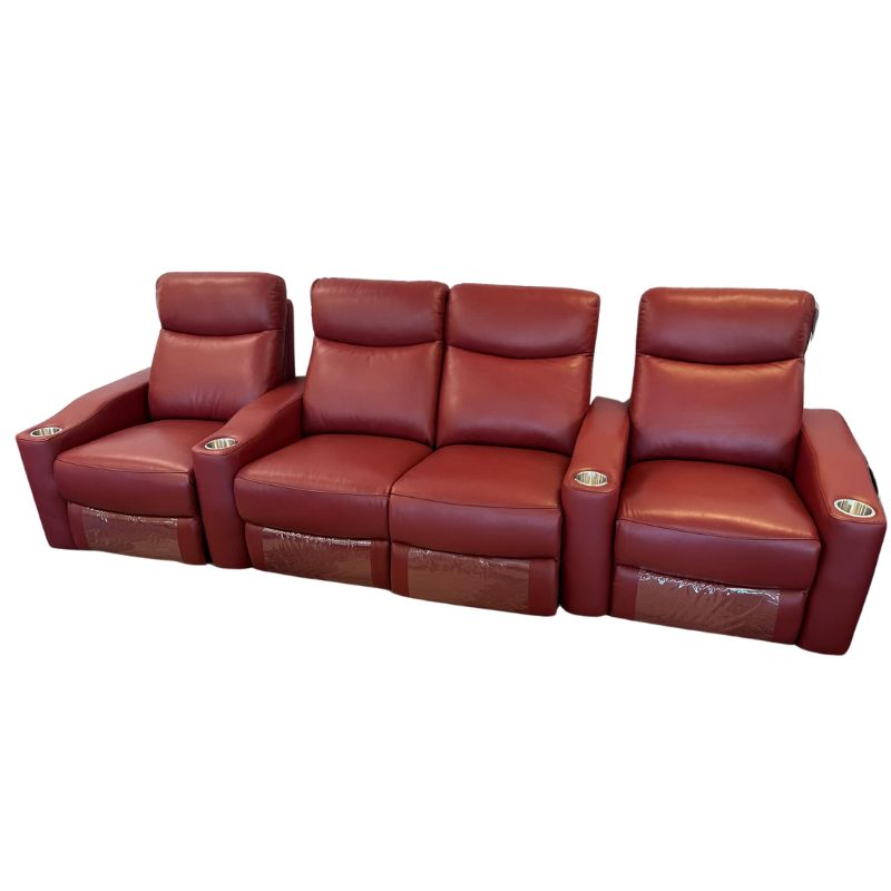 Chicago 4 Seat Home Theatre Lounge with all Electric Recliners & 4 Cup Holders