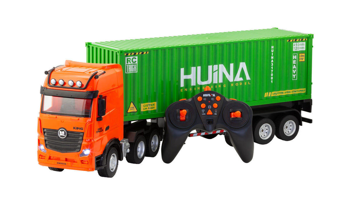 1:18 Scale 9-Channel Alloy Remote Control Container Truck with Lights &amp; Sound for Indoor Play