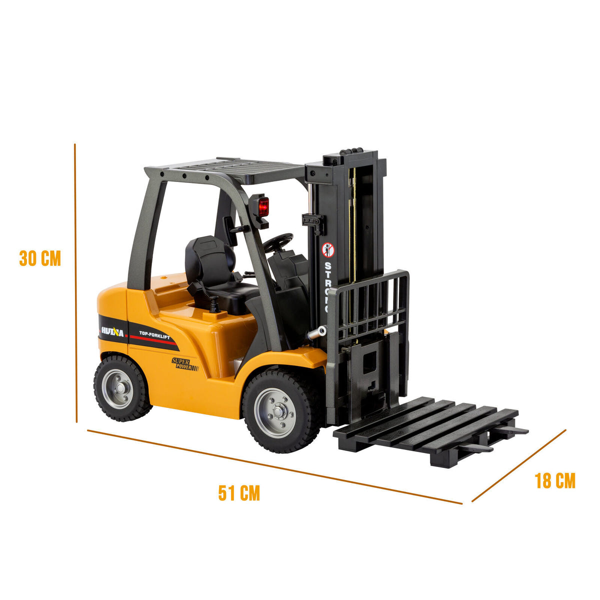 1:10 Scale 2.4G 8-Channel Metal Remote Control Forklift Construction Vehicle with Lifting Function & Sound