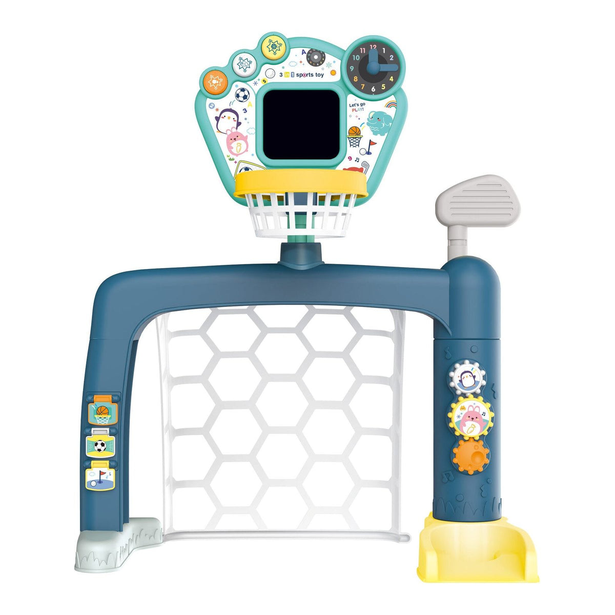 Sports World 3-in-1 Adjustable Indoor basketball, Soccer Goal, and Golf Set