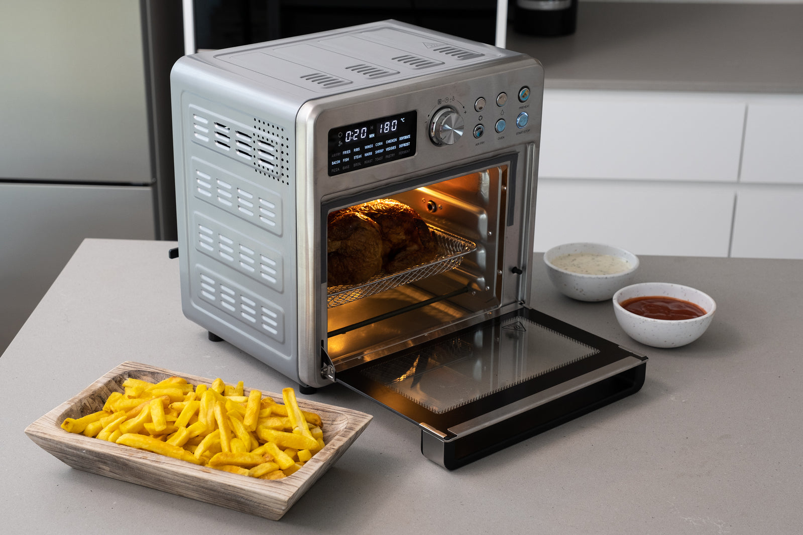 16L Stainless Steel Air Fryer Convection Oven with Dual-Heating