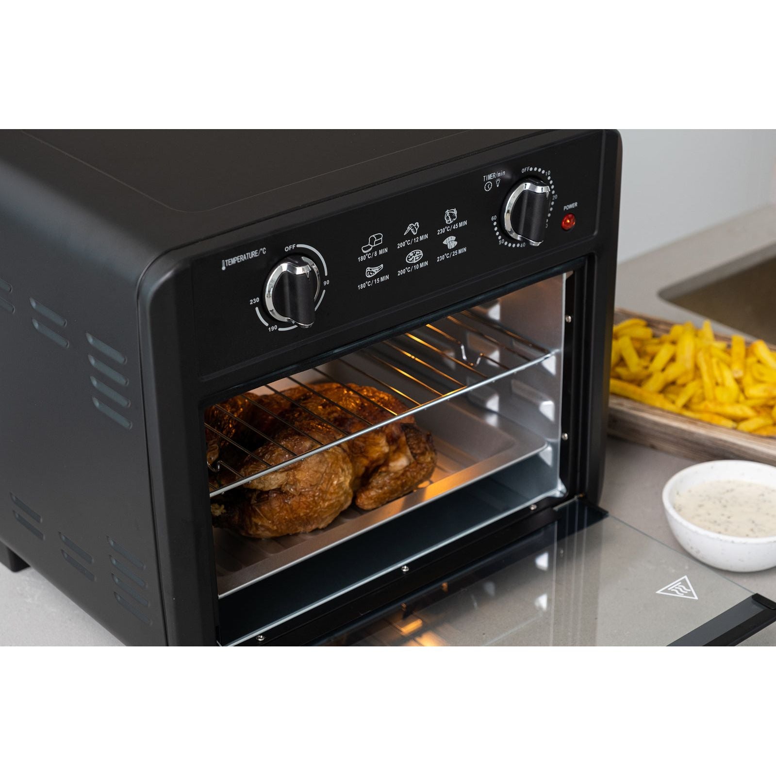 23L Air Fryer Oven (Black) + 3 Accessories to Bake & Cook